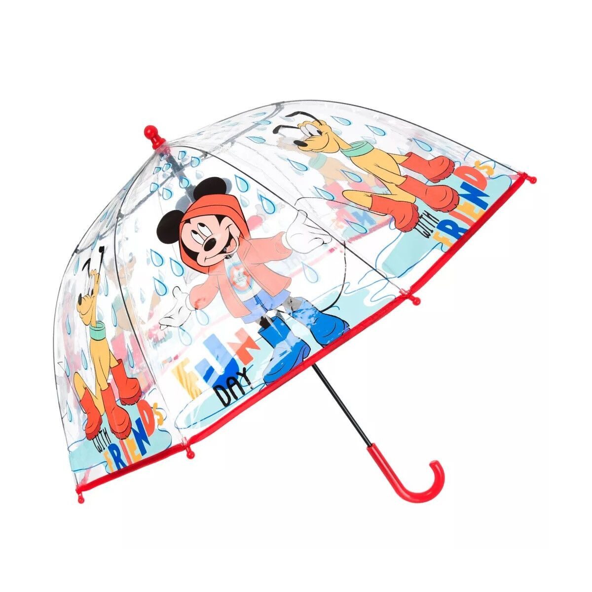 Disney Stockregenschirm Disney Mickey Fun Day Kinder transparenter Regenschirm Ø72
