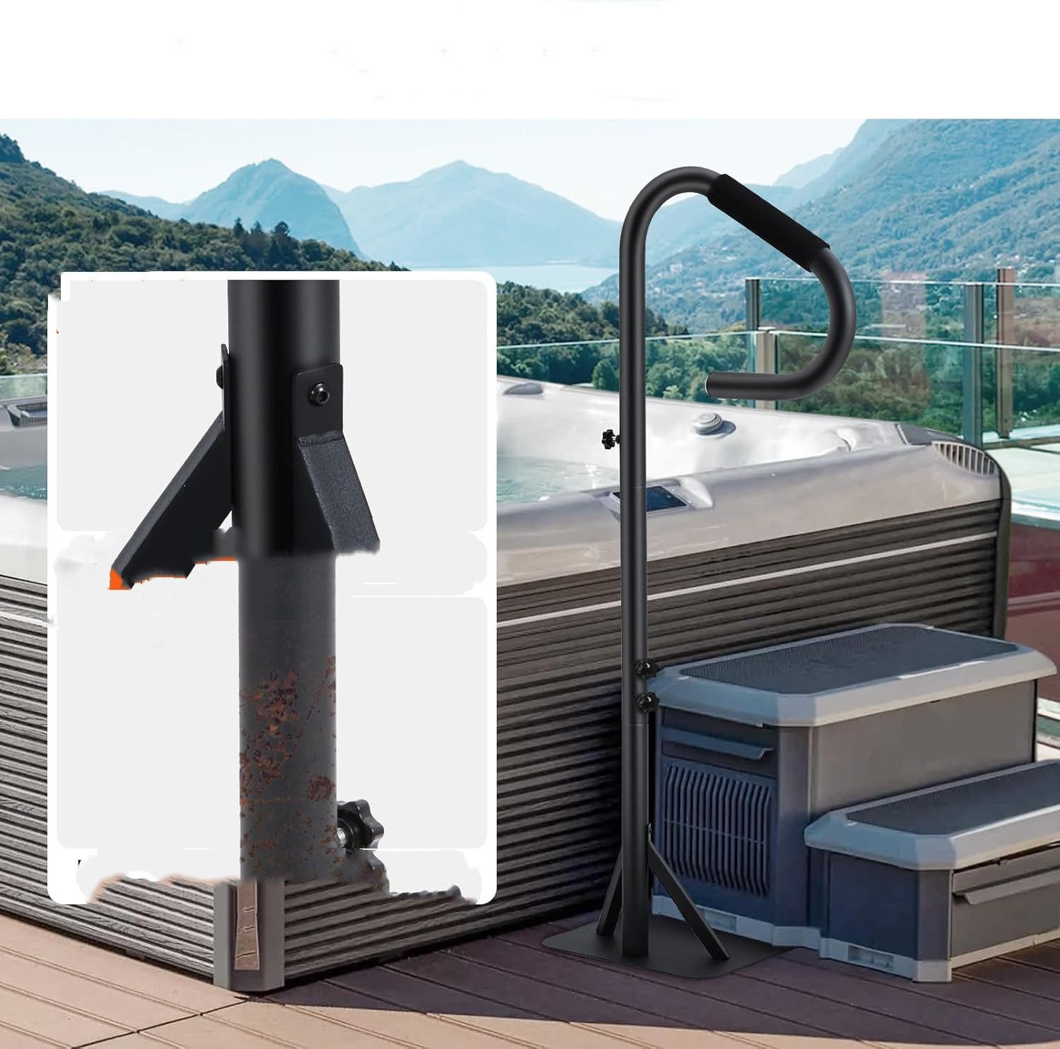 GarveeMore Pool-Haltegriff Hot Tub Handlauf, 360° Drehbarer Spa-Seitenhandlauf – Bild 3 von 5