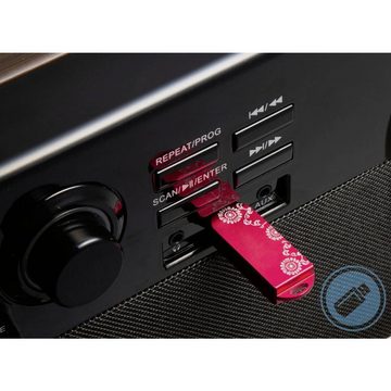 Technaxx DAB Bluetooth LP-Player Plattenspieler (Bluetooth, CD-Player, Kassettenspieler, Retro-Design, eingebauter Lautsprecher, inkl. Radio)