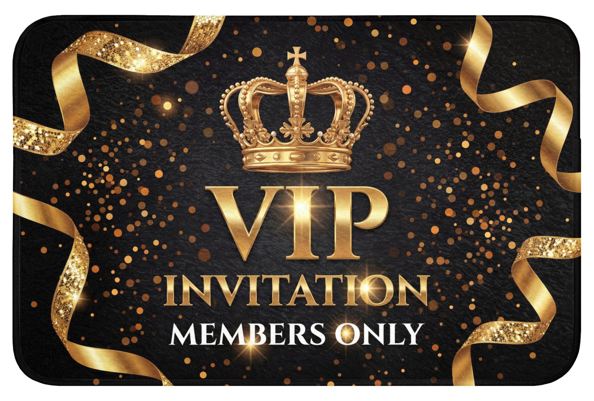 OnlyWow Badematte Einladung - VIP - Krone - Gold, Höhe 10 mm, Polyester, Rechteckig, Badezimmerteppich, Badteppich, Rutschfest, Badvorleger, Waschbar