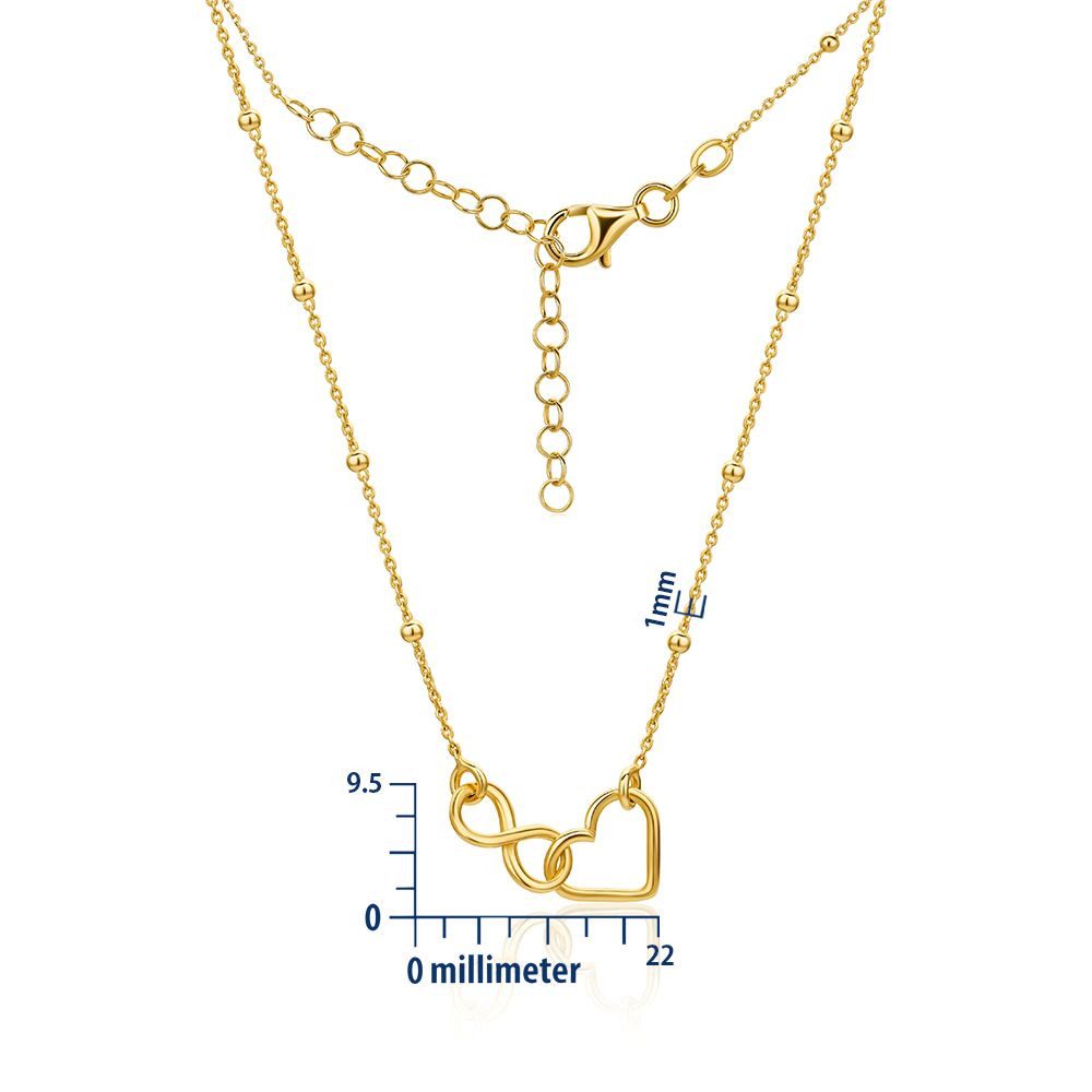Miore Herzkette SIL006N - Halskette mit Infinity Herzanhänger - vergoldet 18 Karat, Silberkette mit 46 cm Länge - Made in Italy – Bild 5 von 5