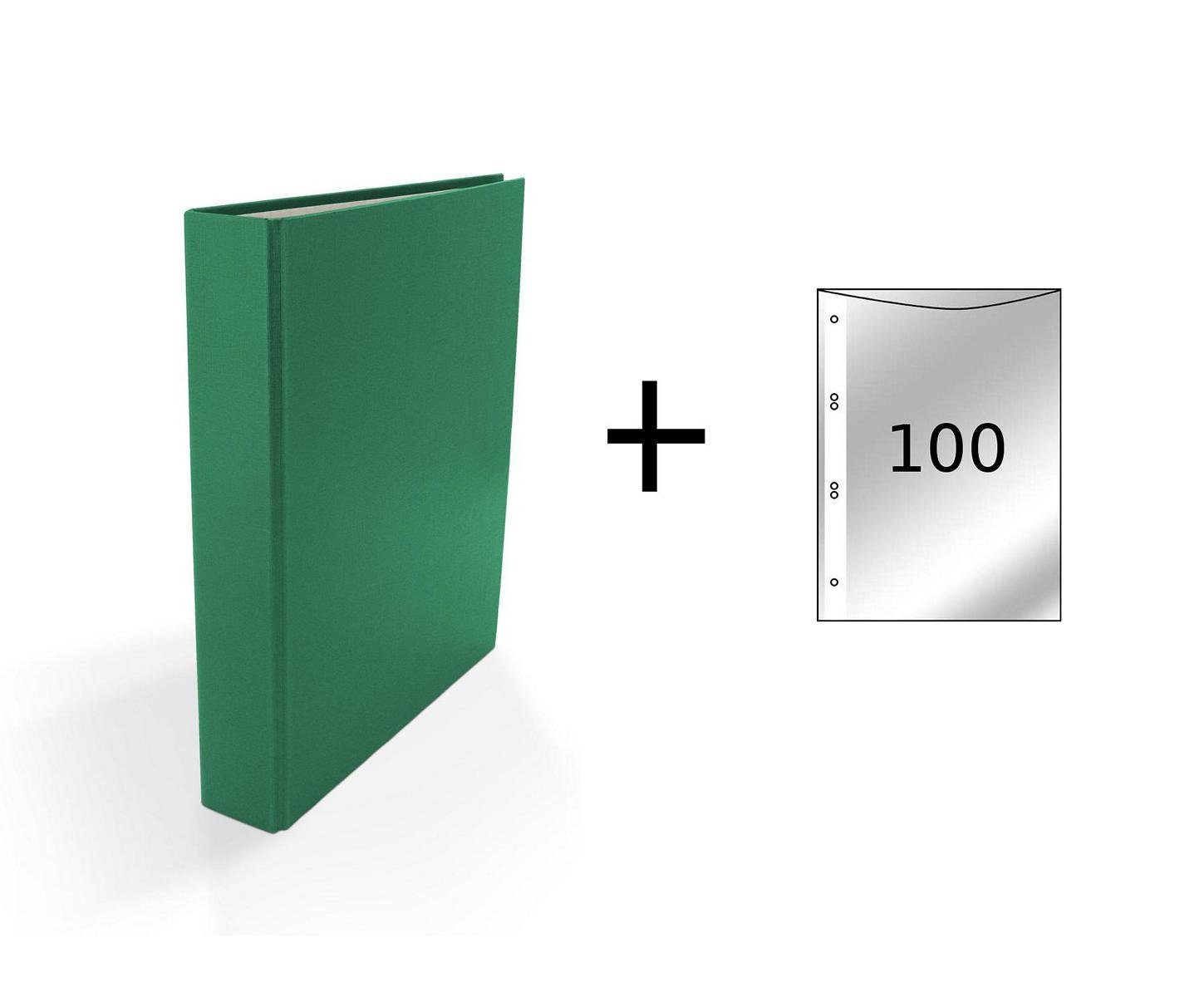 Livepac Office Aktenordner Ringbuch / DIN A5 / 2-Ring Ordner / Farbe: grün + 100 Prospekthüllen