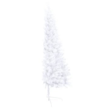 vidaXL Künstlicher Weihnachtsbaum Künstlicher Halber Weihnachtsbaum mit LEDs Kugeln Weiß 120 cm