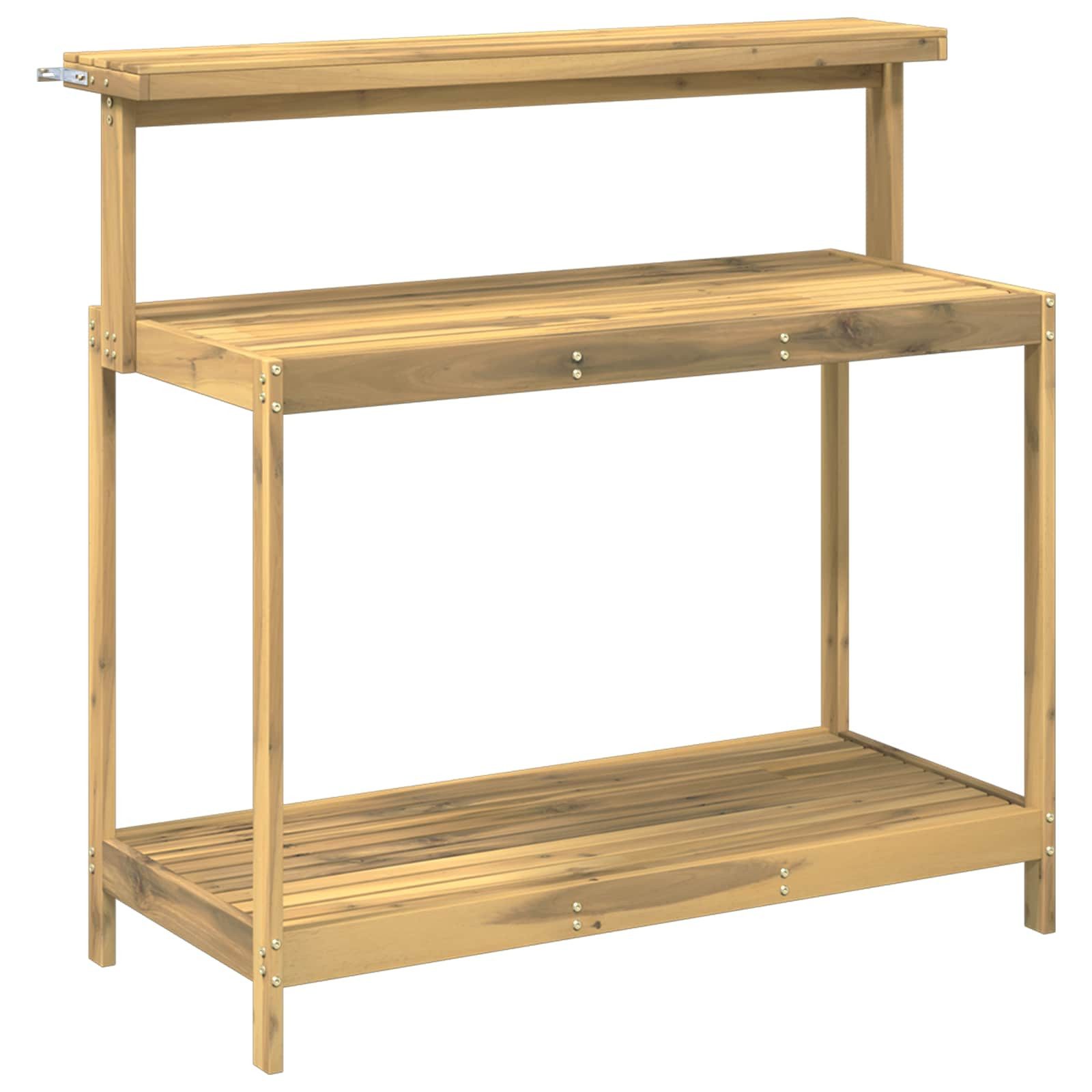 vidaXL Pflanztisch Outdoor Umtopfbank 111,5 x 48,5 x 107 cm Massivholz Weiß (1-St)