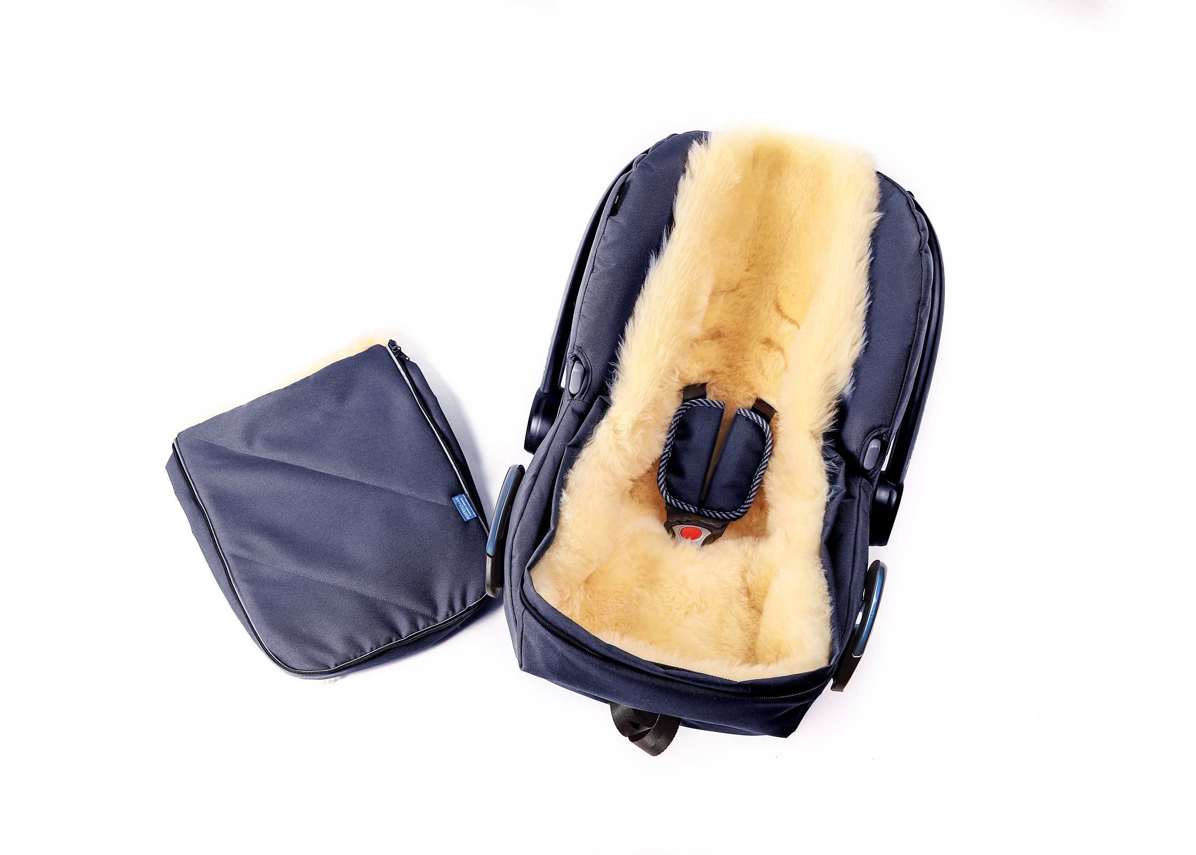 Hofbrucker seit 1948 Fußsack Lammfell Fußsack Maxi für Babyschale, Baby Winter Fußsack mit echtem Lammfell wind- und wasserabweisend