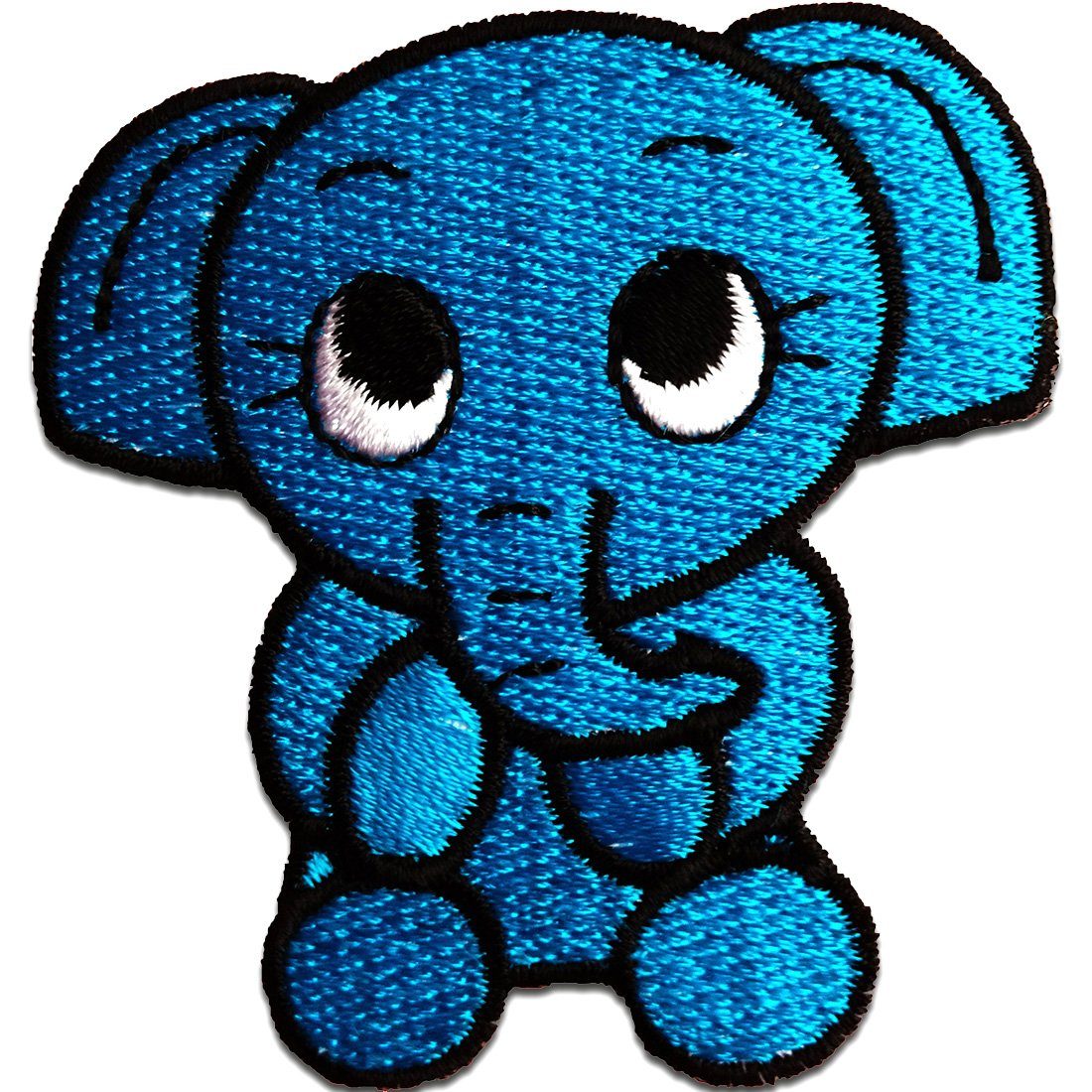 Patches Aufbügeln Aufnäher / Bügelbild 3,3x2,1cm Elefant Tier blau 