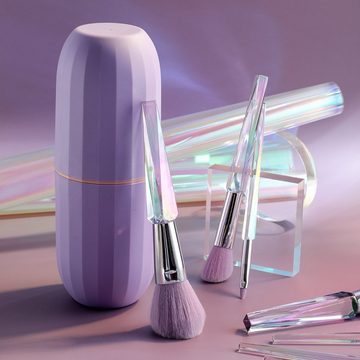 HYTIREBY Kosmetikpinsel-Set Make-Up Pinselset mit Zylinder, Kosmetikpinsel Violett, 10 Stück Professionelle Kosmetik Make-Up Pinsel