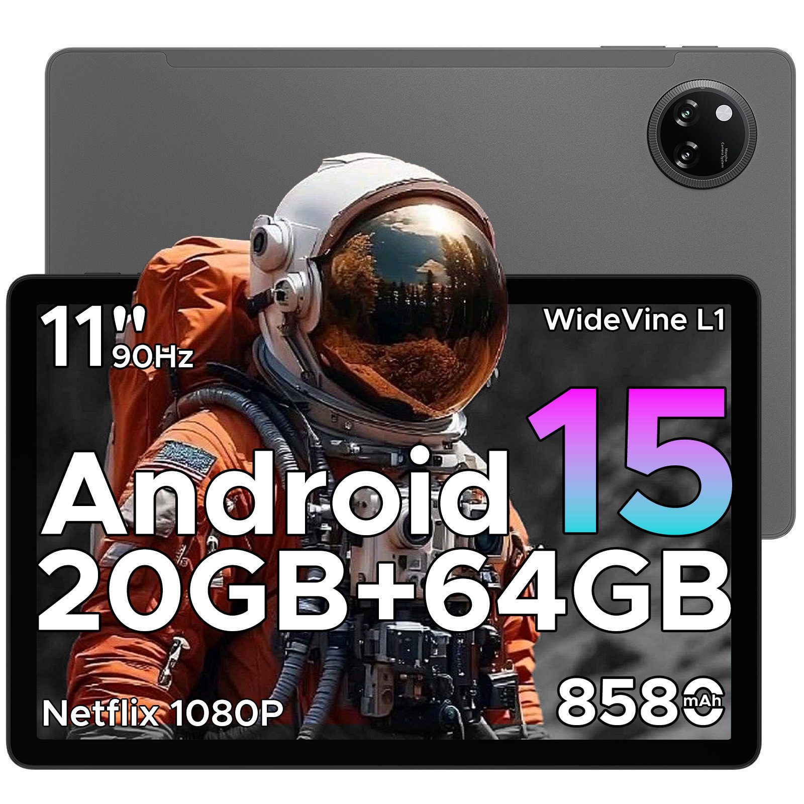 DOOGEE Tab A9 PLUS Android 15 Tablet 11 Zoll, 20GB RAM+64GB ROM(TF 2TB) Tablet (11", 64 GB, Android 15, WiFi, WiFi5, 90Hz-1080P, WidevineL1/Face ID/OTG/GPS/Dual Speaker)