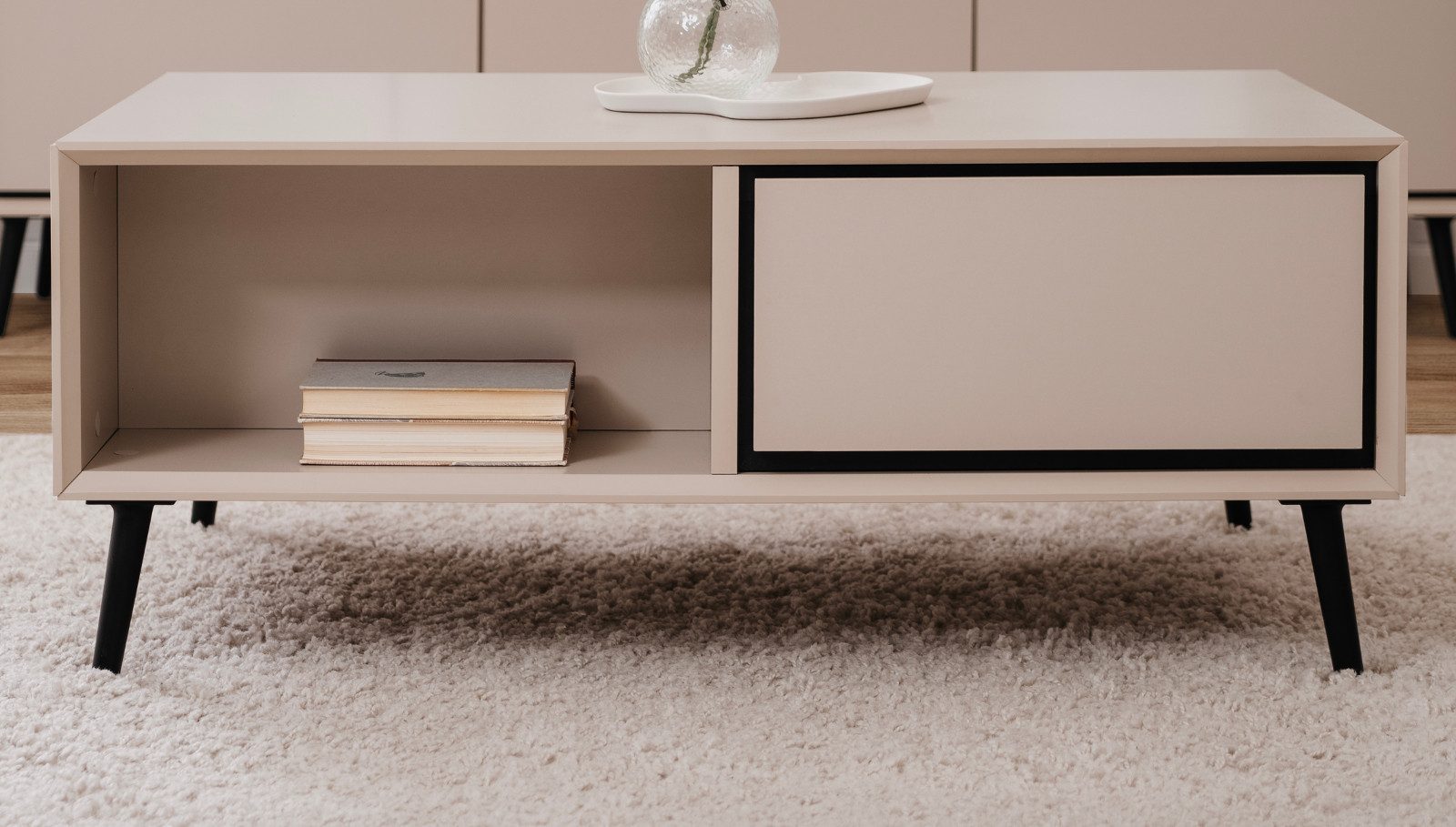 Furn.Design Couchtisch Brebbia (Sofatisch in Kaschmir / Sand mit Schwarz, 9 günstig online kaufen