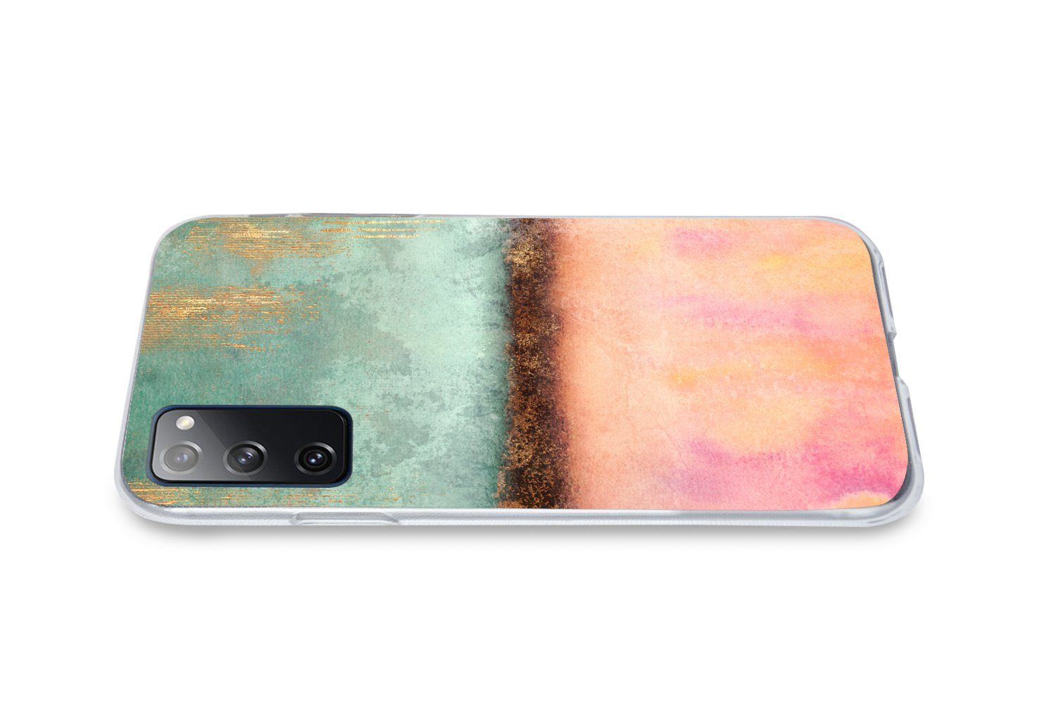 MuchoWow Handyhülle für Samsung Galaxy S20 FE Gold - Farbe - Abstrakt - Grün - Rosa, Phone Case, Silikon, Schutzhülle Dünn