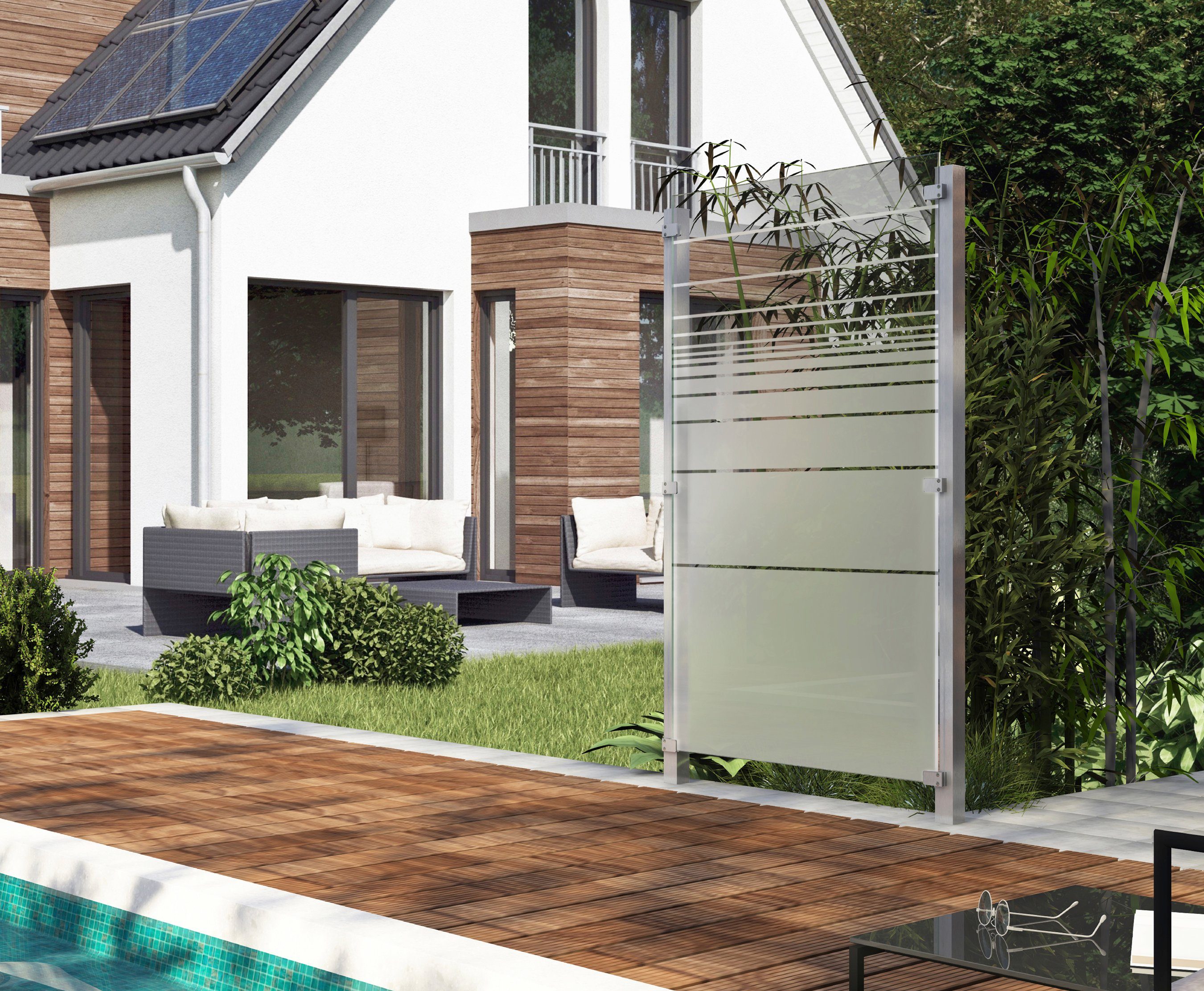 STAKET PRO Zaun, (Set), Glaszaun, Gesamtlänge: 1,21 m, 2 Pfosten