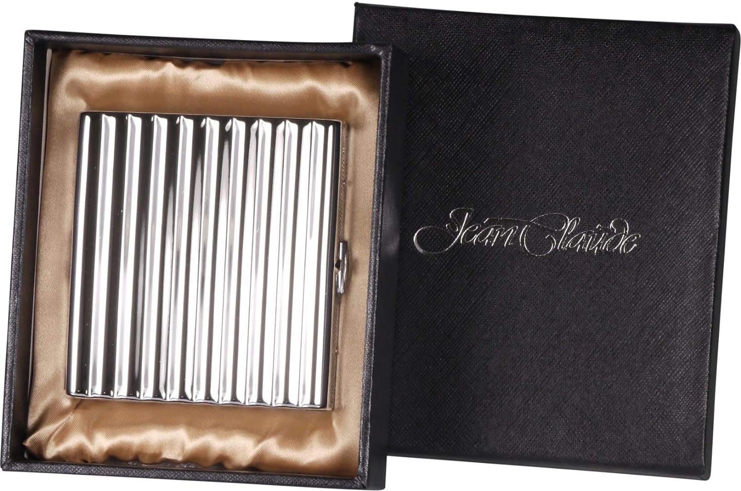 Jean Claude Aufbewahrungsbox Zigarettenetui aus Metall in Wellendesign 20 Kingsize, hochwertig verpackt in Geschenkbox