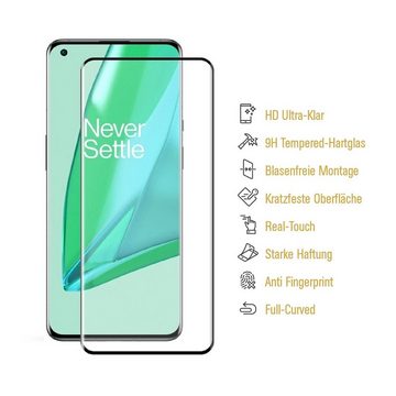 Protectorking Schutzfolie 1x 9H Hartglas für OnePlus 9 Pro FULL CURVED Panzerfolie Displayschutz, (1-Stück), Displayschutzglas, Schutzglas Echtglas Tempered 9H Härte HD-KLAR