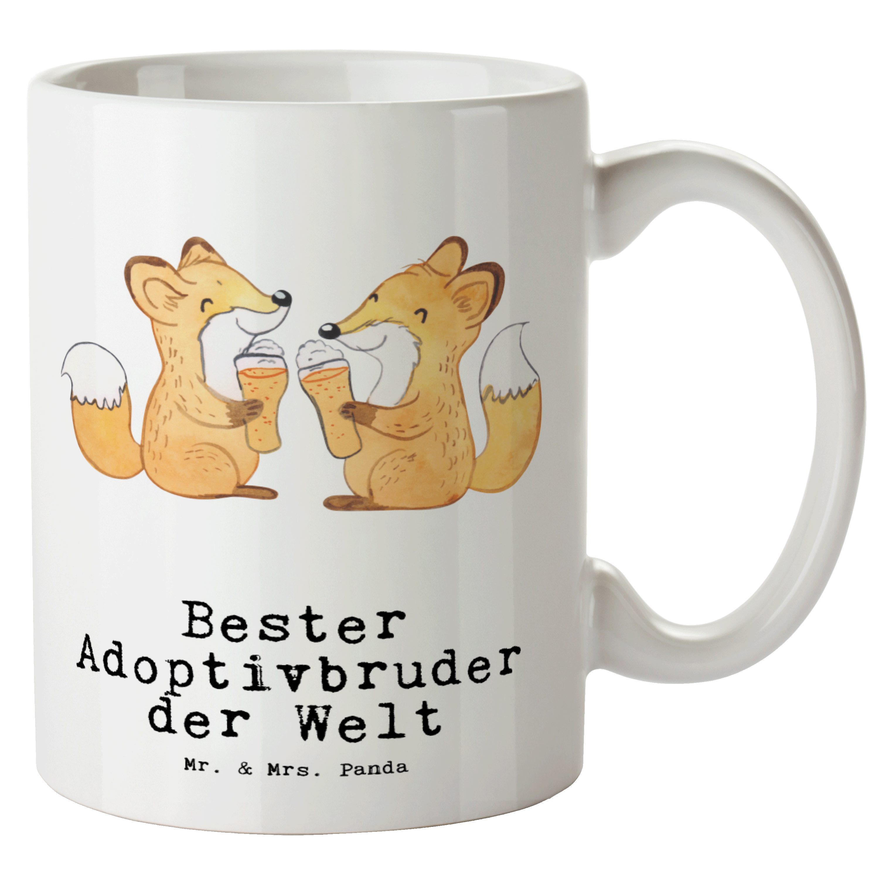 Mr. & Mrs. Panda Tasse Fuchs Bester Adoptivbruder der Welt - Weiß - Geschenk, Geschwister, G, XL Tasse Keramik