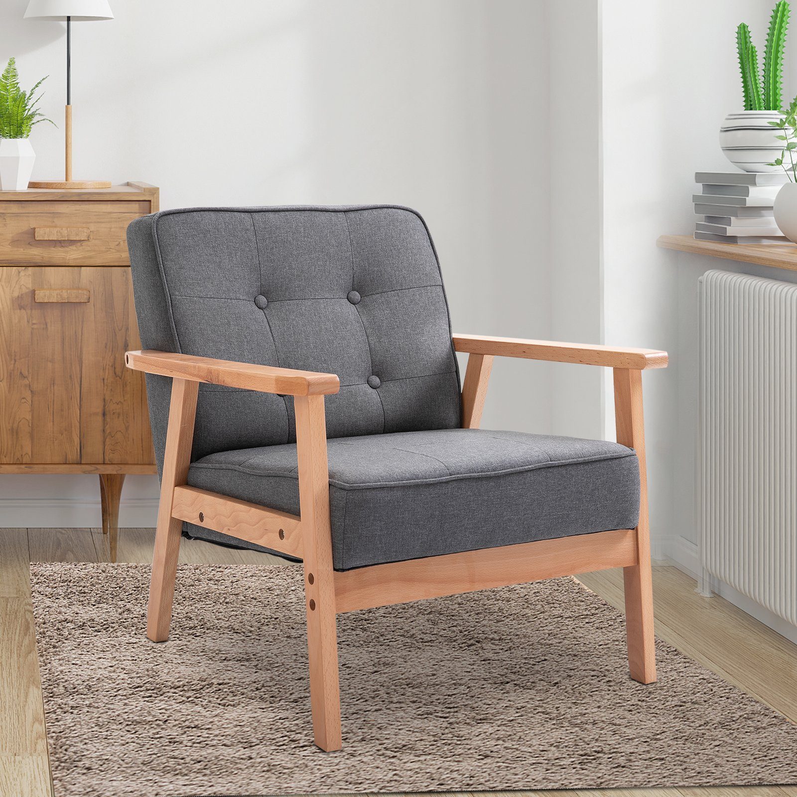 HOMCOM Sessel Polsterstuhl mit Armlehnen – Bild 3 von 5
