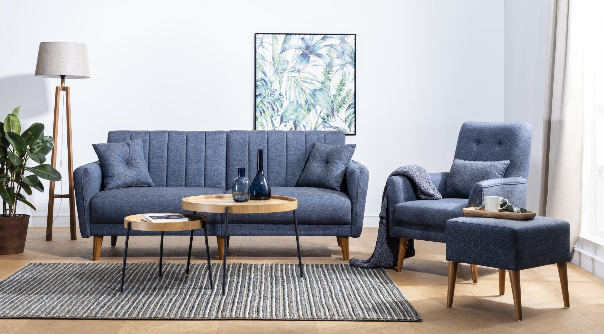 Gozos Sitzgruppe Mammo Sitzgruppe Series Sofa + Sessel + man, Hochwertige set, (205 x 83 x 82 cm, &, 50 x 46 x 45 cm, Sofa & man), mit bequemer Polsterung Anthrazit