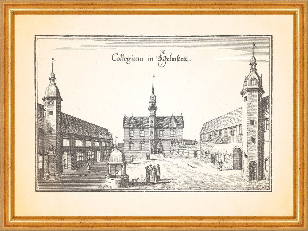 Kunstdruck Collegium in Helmstett Helmstedt Aulagebäude Juleum Cflügel Merian 039