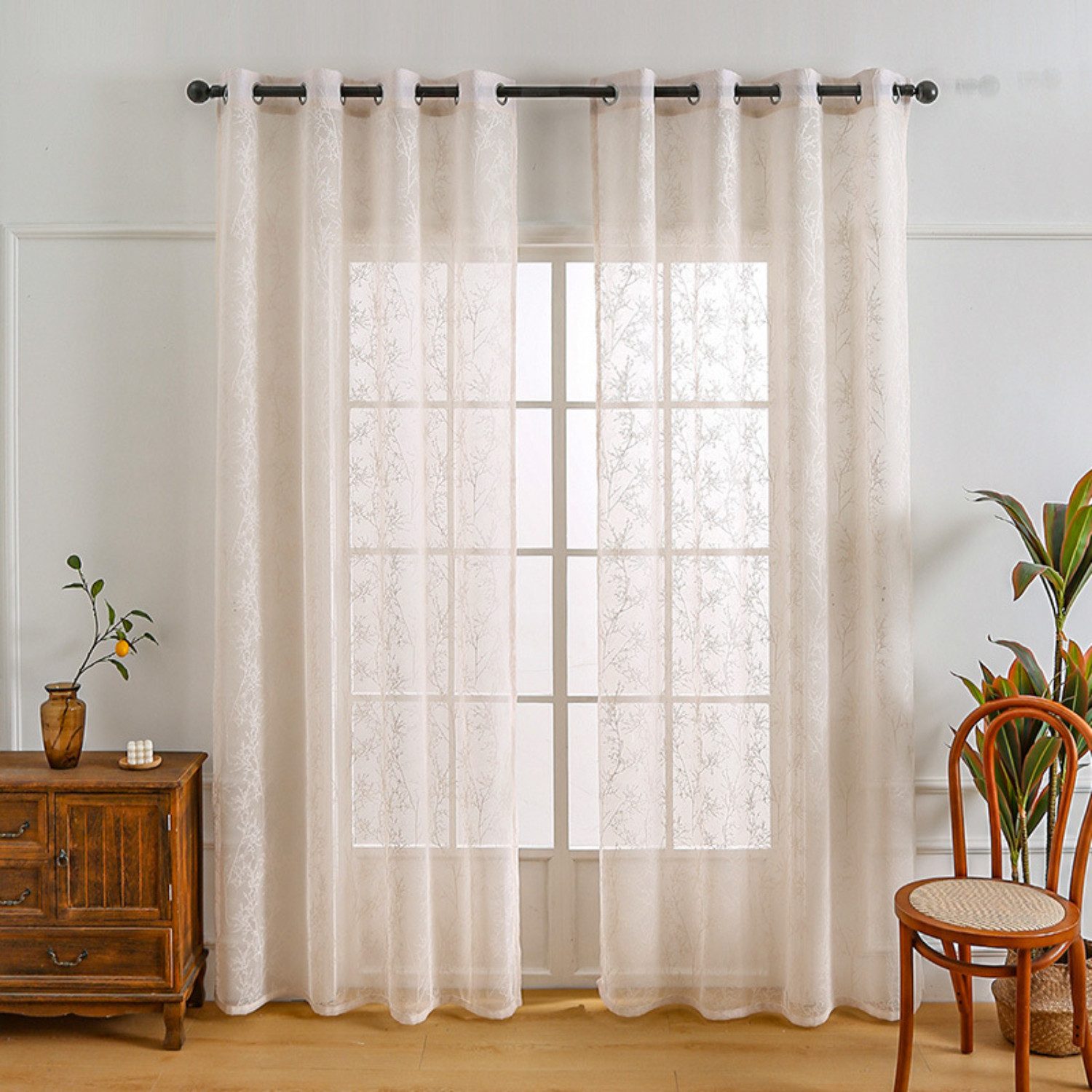 BYSURE Gardine, (2 St), 2er-Pack bestickte günstig online kaufen
