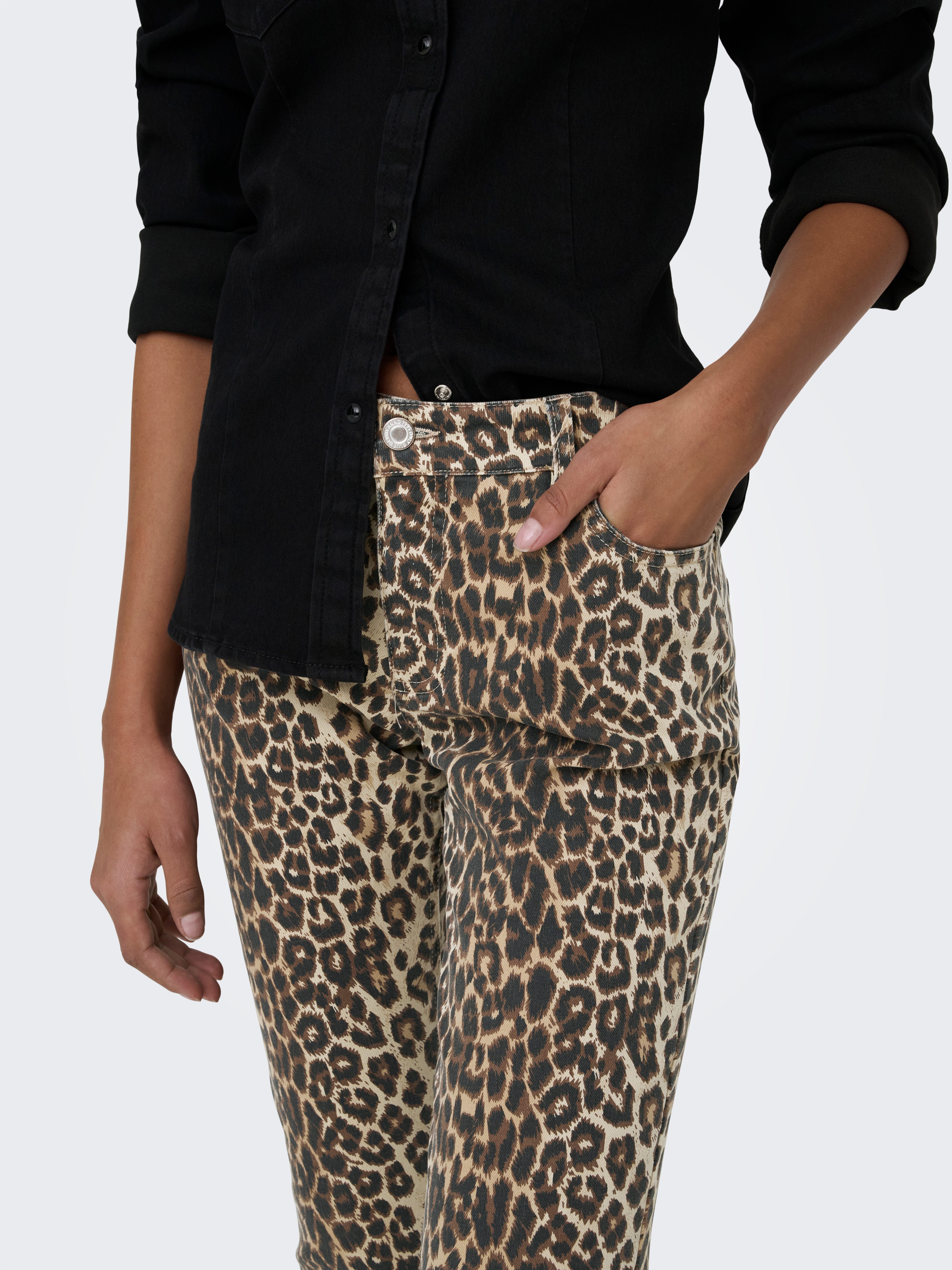 ONLY Bootcut-Jeans ONLMARY-HILLA MW FLARED AOP PANT PNT Baumwollmischung, bootcut fit, Regular Waist