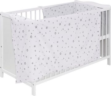 Lüttenhütt Babybett Komplettbett, Textilset "Sterne", in 2 Größen, 4-tlg., mit Bettbezug, Bettumrandung, Himmel, Matratze, Himmelstange