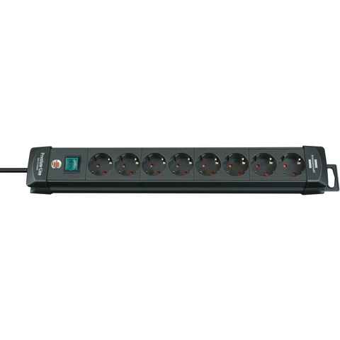 Brennenstuhl Premium-Line Steckdosenleiste 8-fach (Kabellänge 3 m), mit Schalter und 45° Winkel der Schutzkontakt-Steckdosen