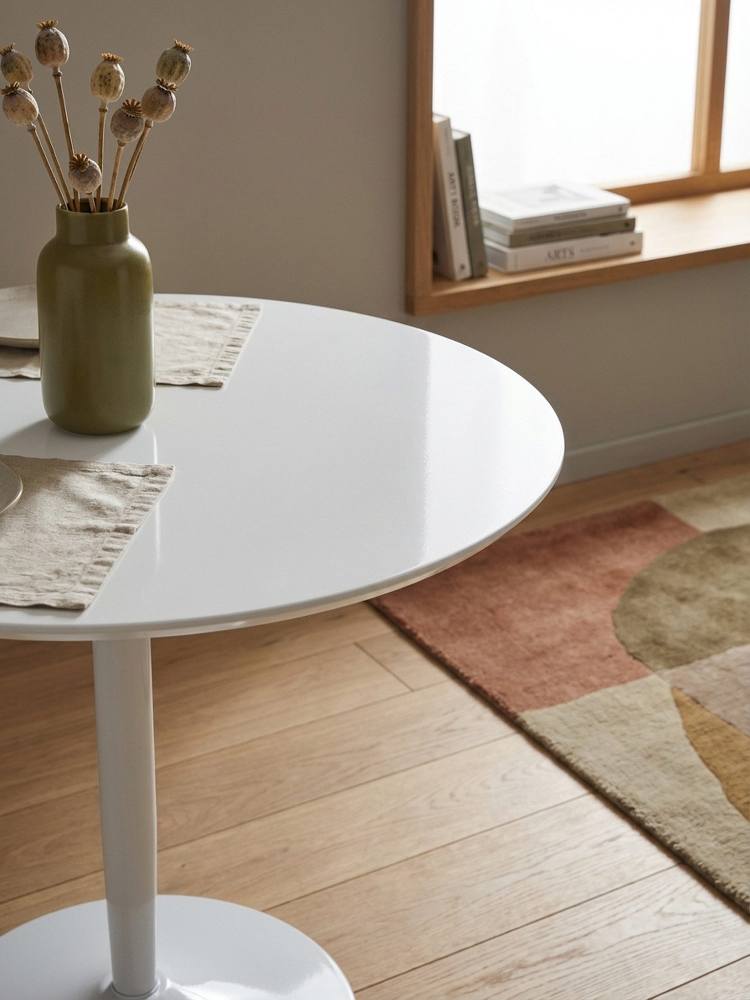 KADIMA DESIGN Esstisch Esstisch Rund 75x75x74 cm Kleiner Küchentisch Weiß Hochglanz, Runder (Esszimmer Klein), Esszimmertisch 2 Personen, Moderner Frühstückstisch Küche, Tisch