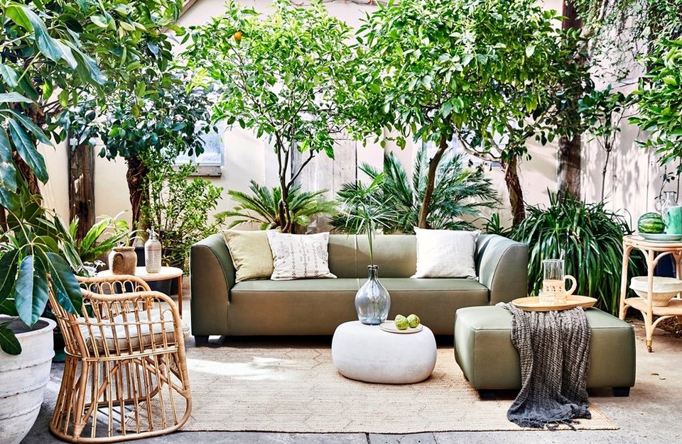 vtwonen Gartenlounge-Set Sofa Hollandia 3-Sitzer - Green, Unifarben, mit 2  Armlehnen