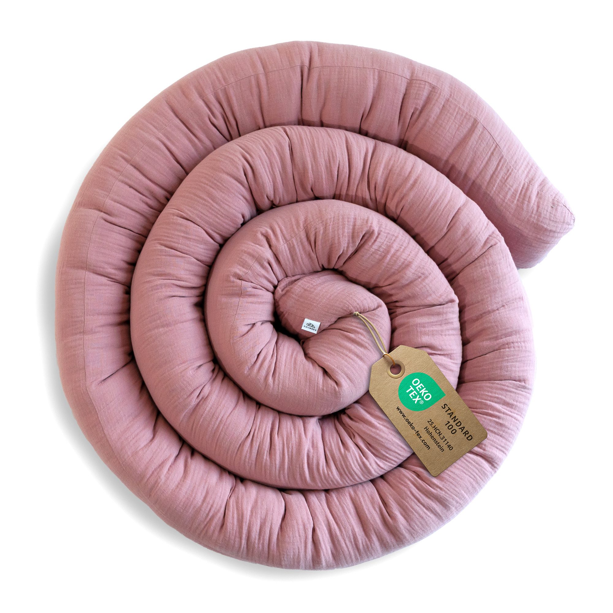 lilimaus Nestchenschlange Bettschlange für Babybett aus Musselin - 200, 300 & 400 cm, (1-tlg), Randschutz & Kuschelrolle mit Befestigungs-Schlaufen - Ø ca. 10-12 cm