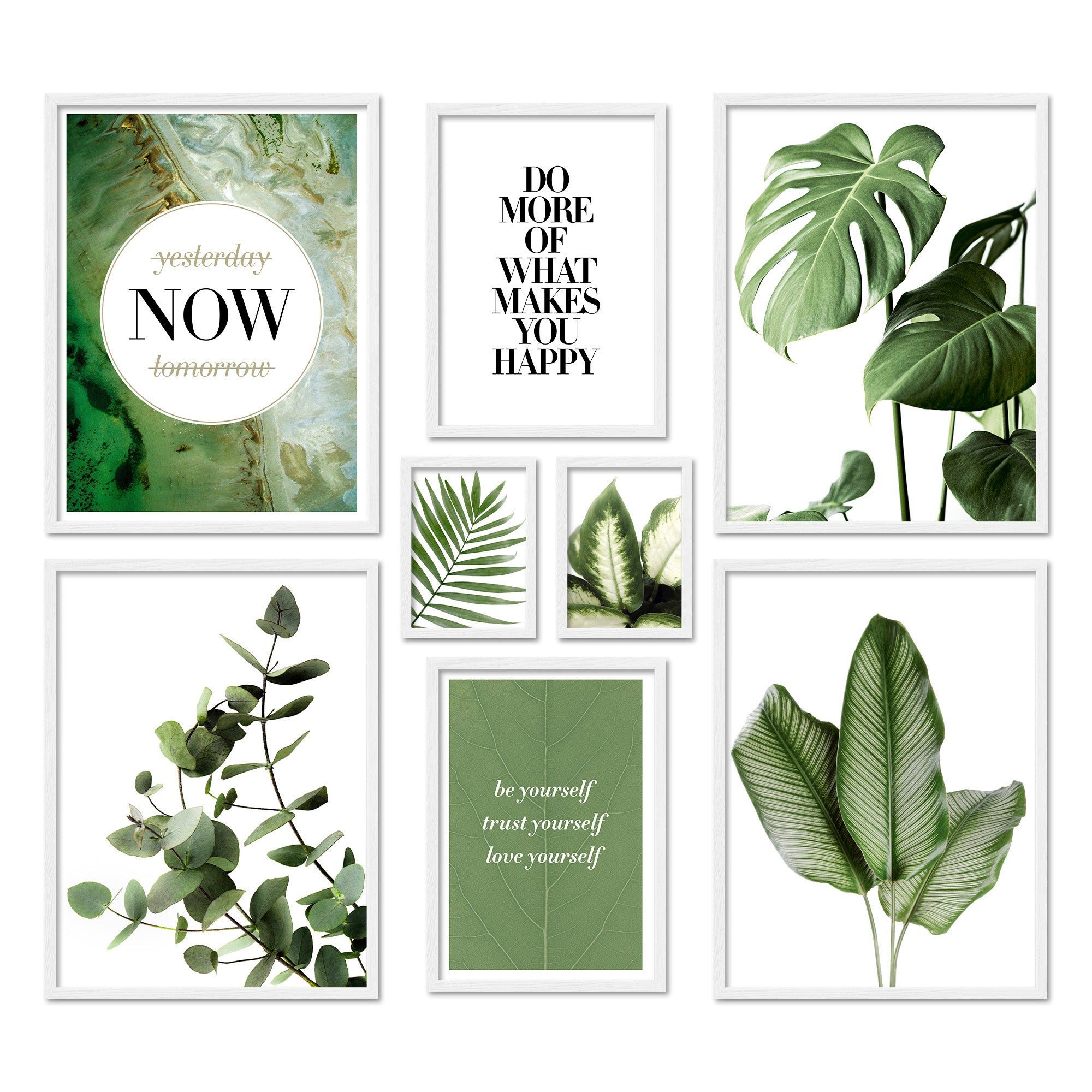 ARTFAVES Bilder-Collage Poster Set Elegante Botanik I mehrteilige Bilderwand I Wandbilder Grün, (Wandbilder modern, 8 St)