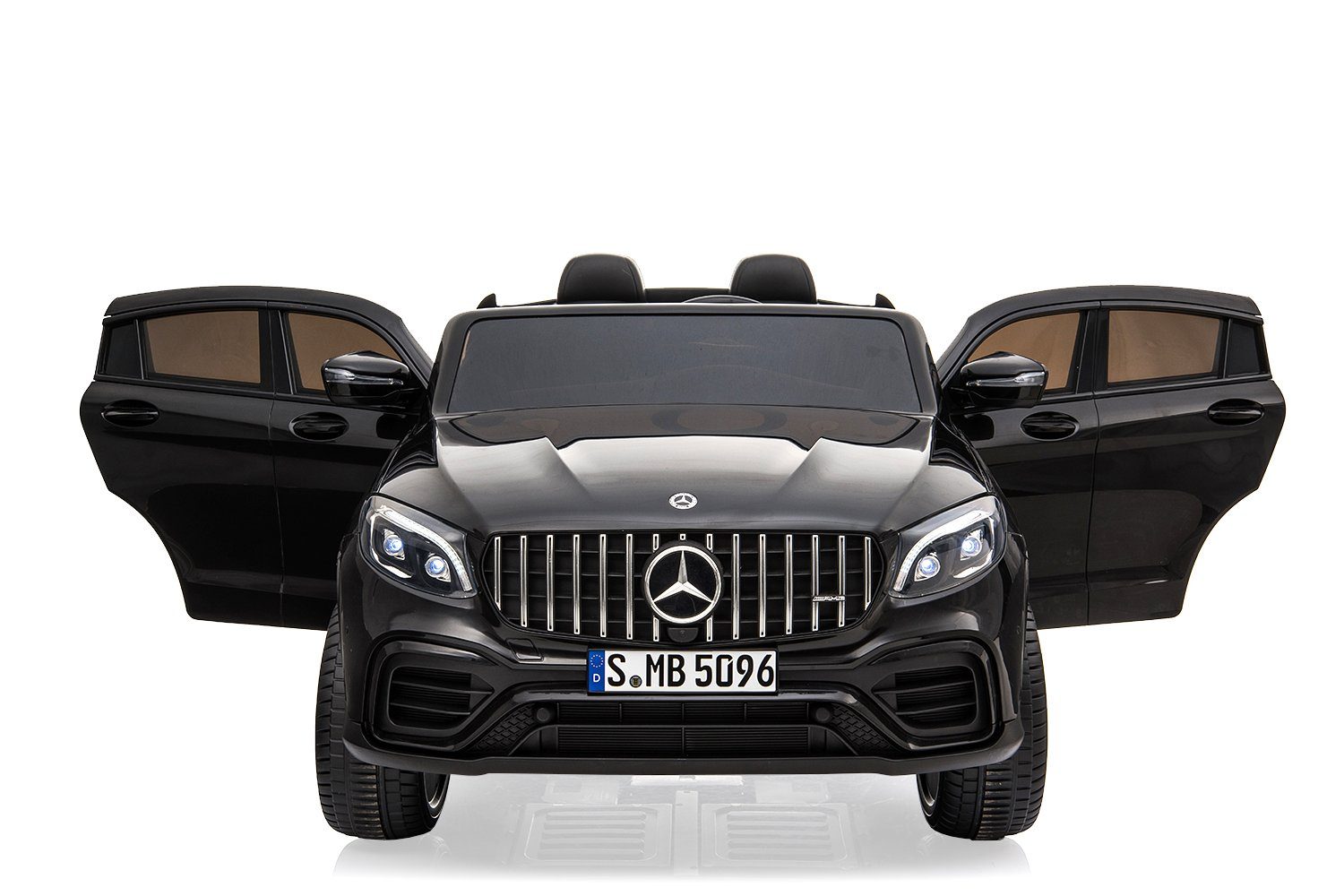 BoGi Elektro-Kinderauto Mercedes 4x35W Schwarz GLC63s 2-Sitzer 2x12V 14Ah SUV Elektroauto