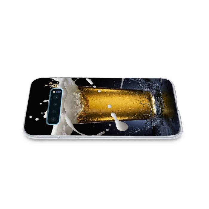 MuchoWow Handyhülle Köstlicher Spritzer im goldenen Bier Phone Case Handyhülle Samsung Galaxy S10+ Silikon Schutzhülle FN11488