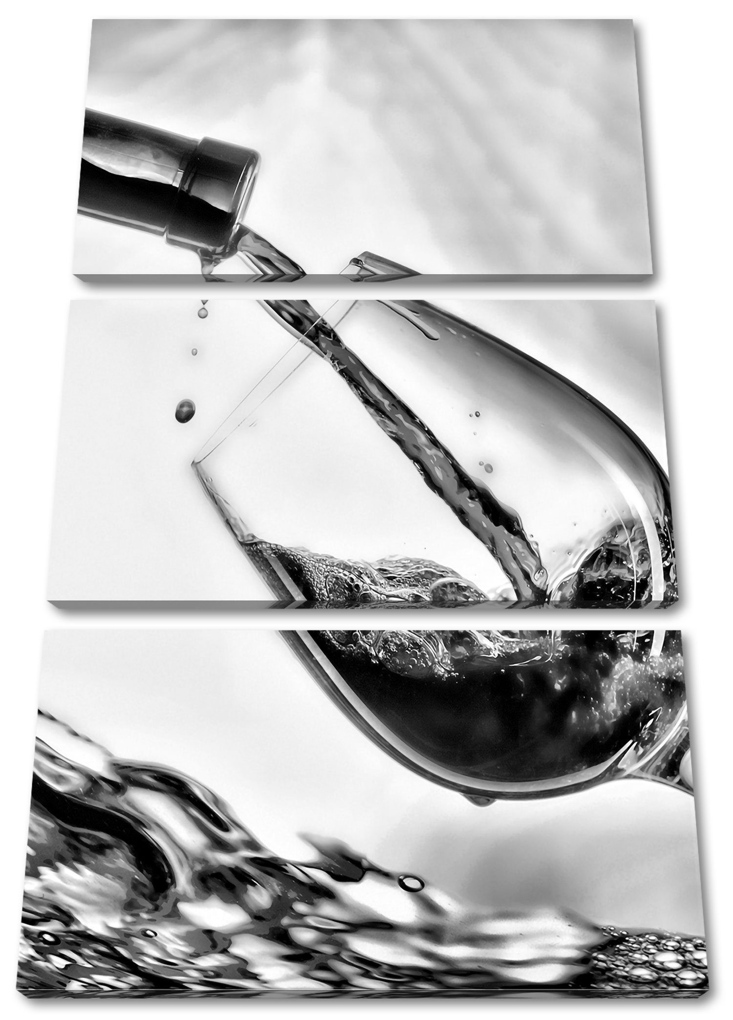 Pixxprint Leinwandbild Wein, Wein 3Teiler (120x80cm) (1 St), Leinwandbild fertig bespannt, inkl. Zackenaufhänger