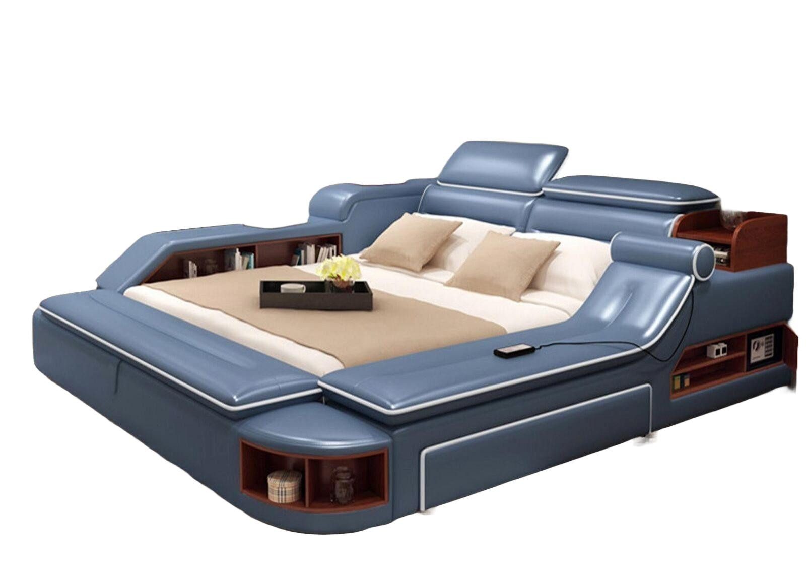 JVmoebel Multimediabett Modernes Doppelbett mit Stauraum in Holzoptik (1-tlg., 1x Bett), Made in Europa