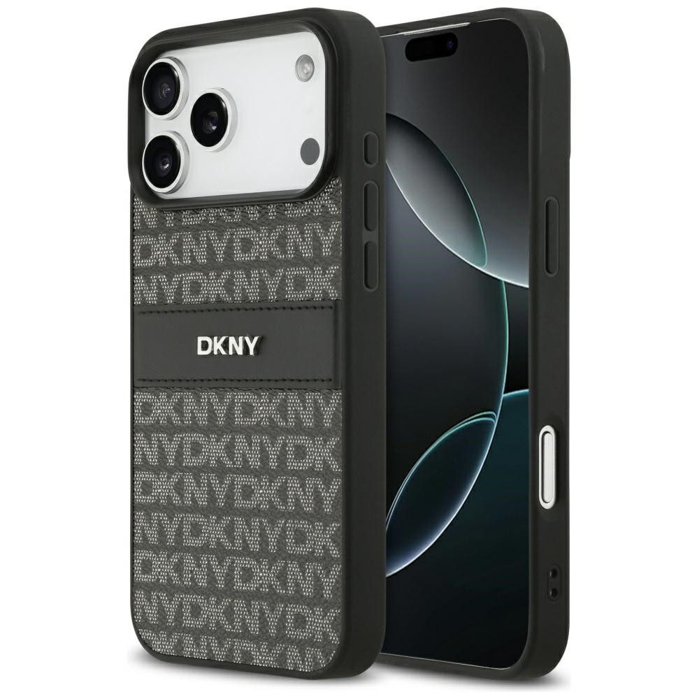 DKNY Handyhülle Schutzhülle Handyschale Monogrammmuster, Monogrammmuster, Metall-Logo, Kunstleder, Stoßschutz