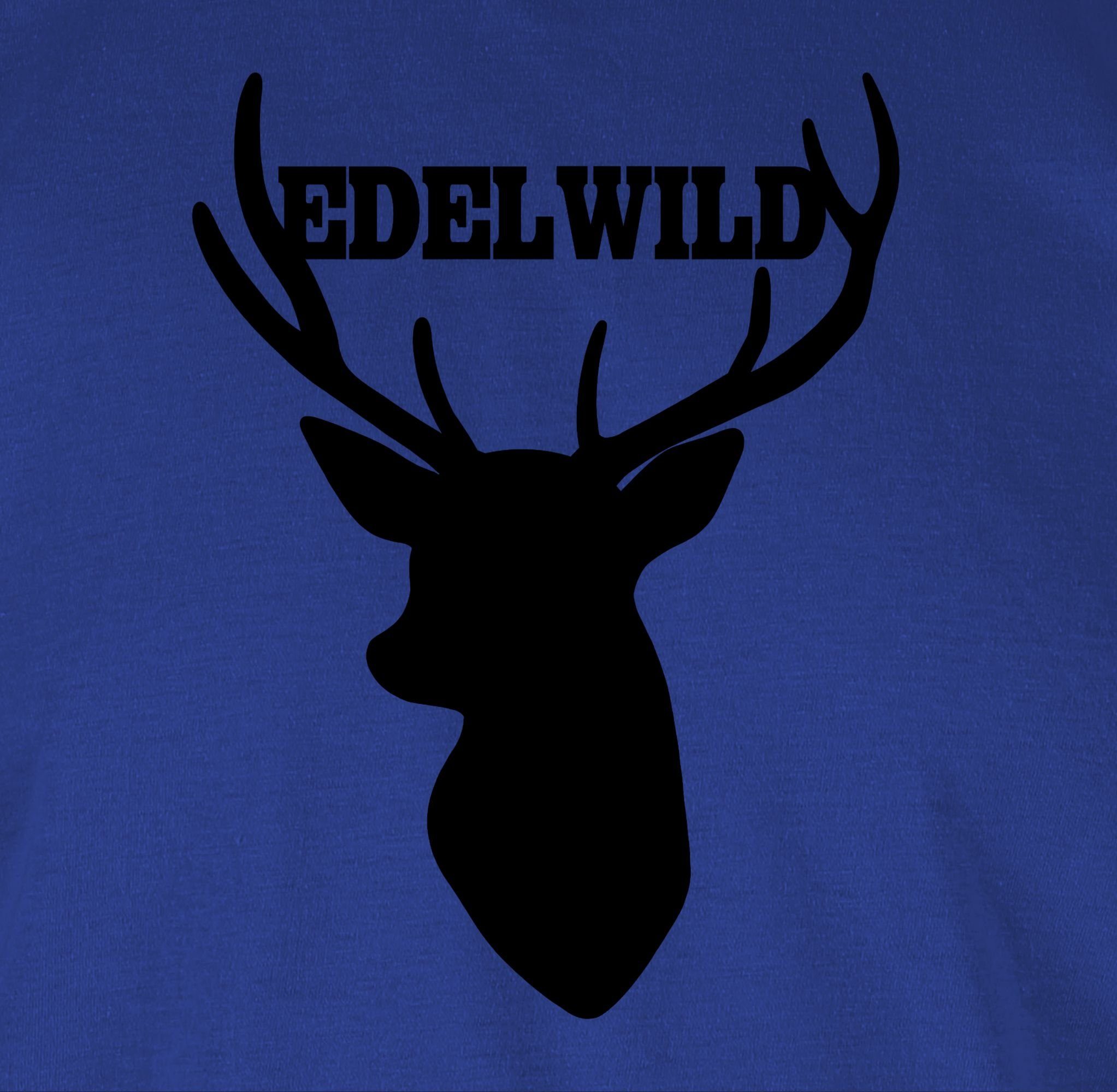 Shirtracer T-Shirt Edelwild mit Royalblau schwarz für 3 - Oktoberfest Herren Mode Hirsch