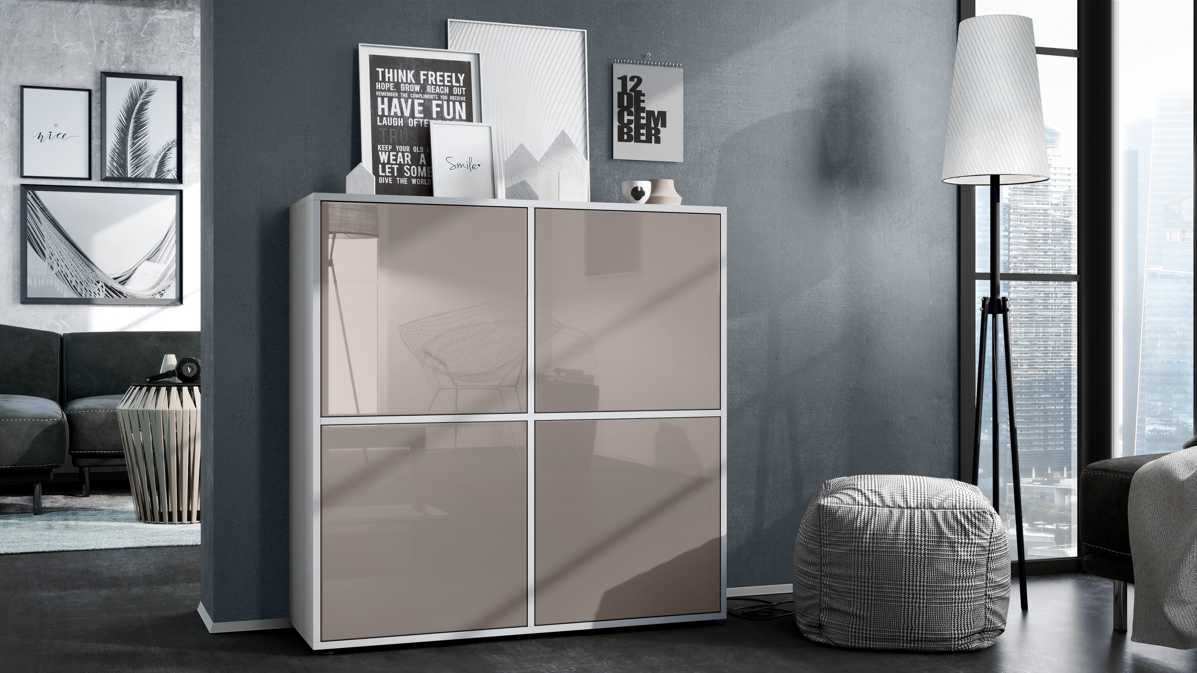 Vladon Highboard Cuba V2 (Schrank, 104 x 105,5 x 35,5 cm Sideboard mit 8 Fä günstig online kaufen