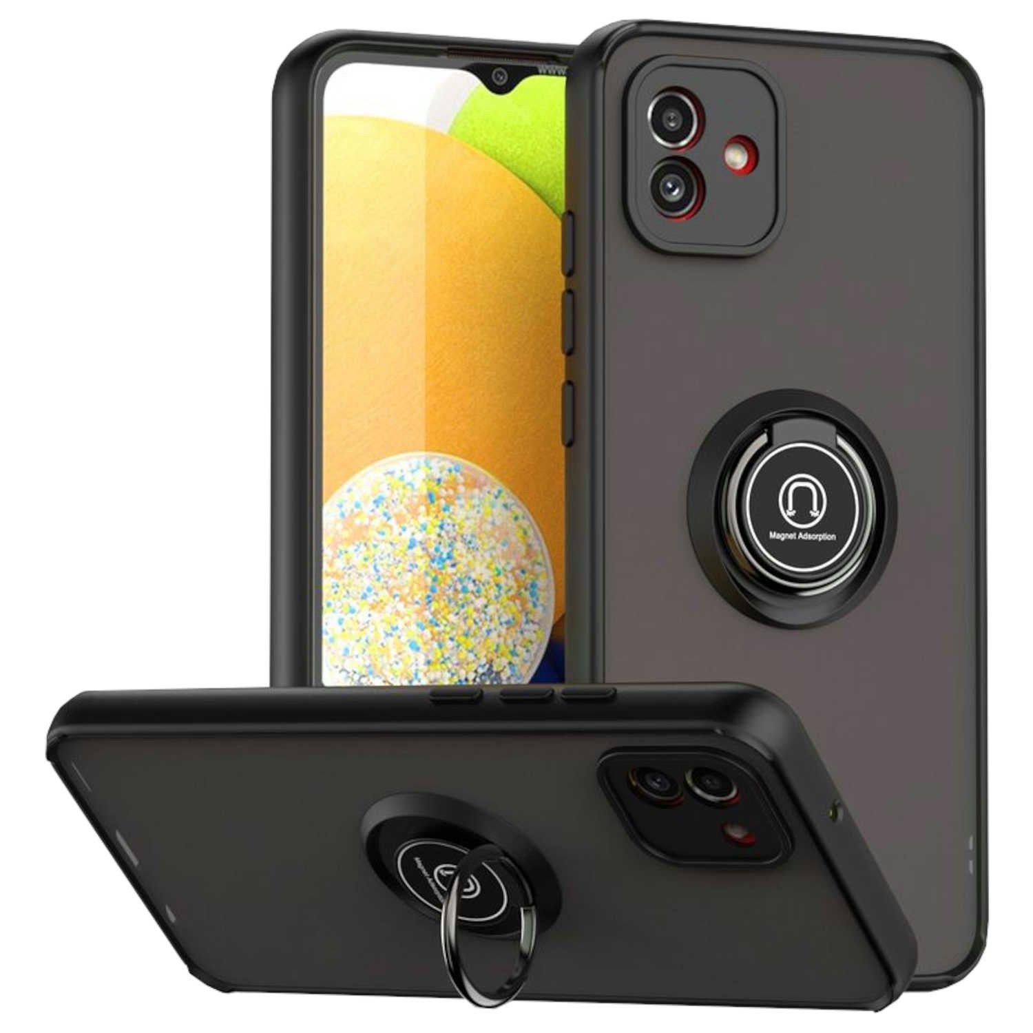 Wigento Handyhülle Für Samsung Galaxy A04e Ring Magnet Handy Tasche Hülle Etuis Schwarz