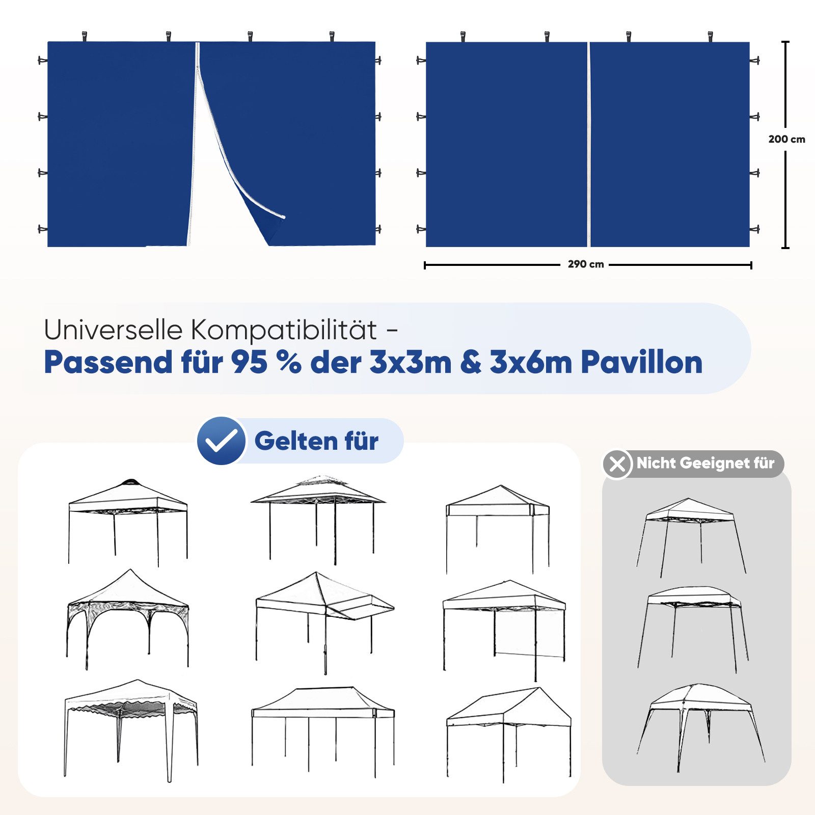 Sekey Pavillonseitenteil 2x Seitenwand Pavillon 3m günstig online kaufen