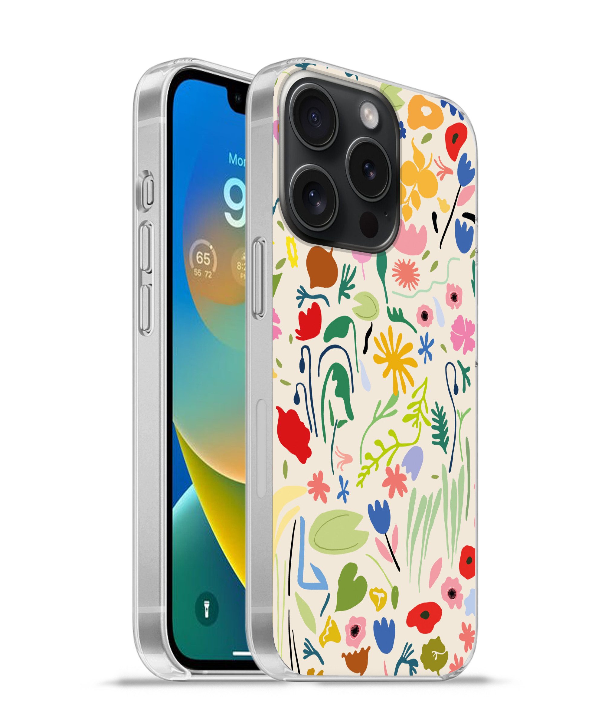 MuchoWow Handyhülle für Apple iPhone 15 Pro Blumen - Muster - Pflanzen, Smartphone-Bumper, Print, Handy Schutzhülle Dünn