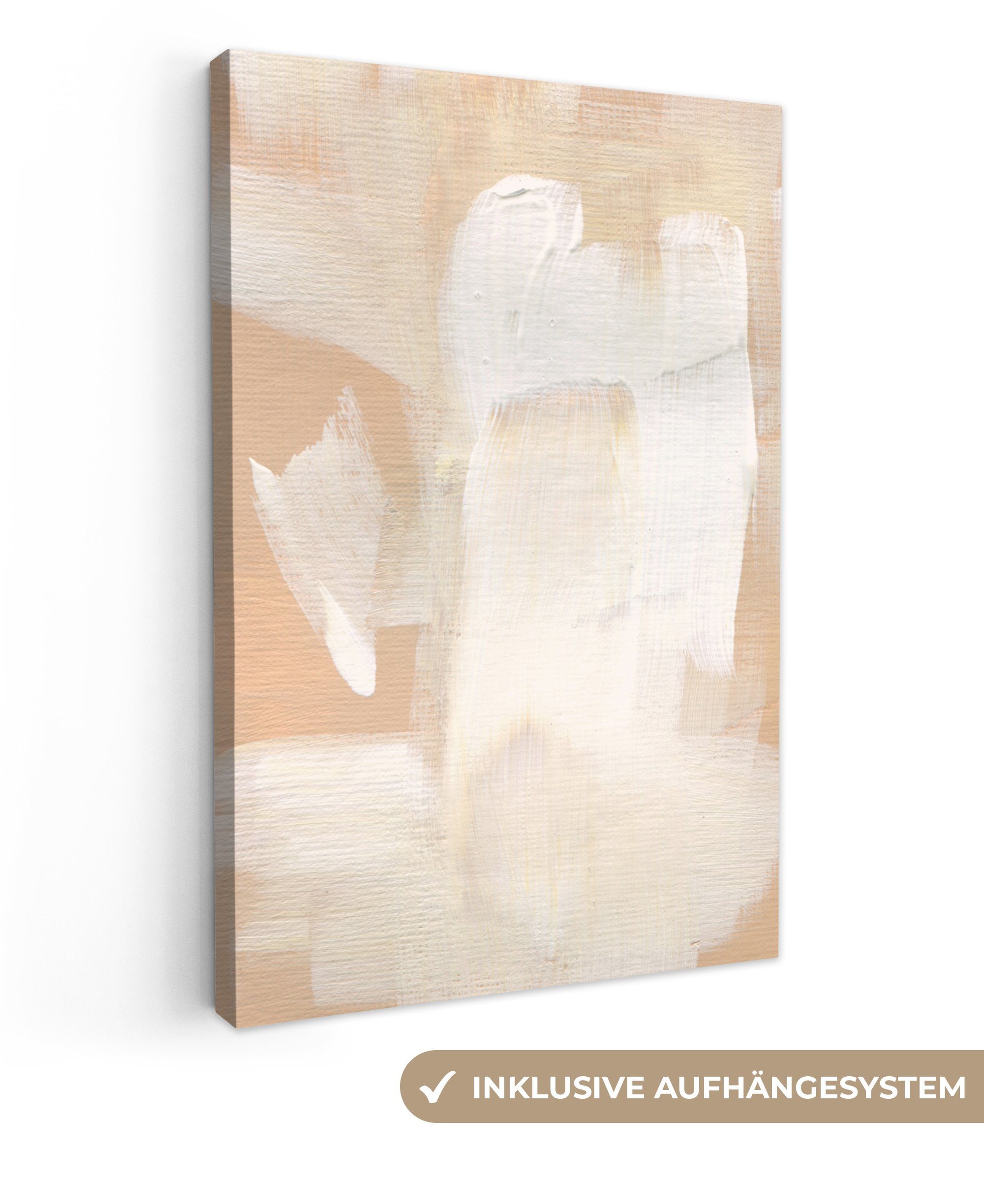 OneMillionCanvasses® Leinwandbild Kunst - Weiß - Beige - Modern, (1 St), Leinwandbild fertig bespannt inkl. Zackenaufhänger, Gemälde, 20x30 cm