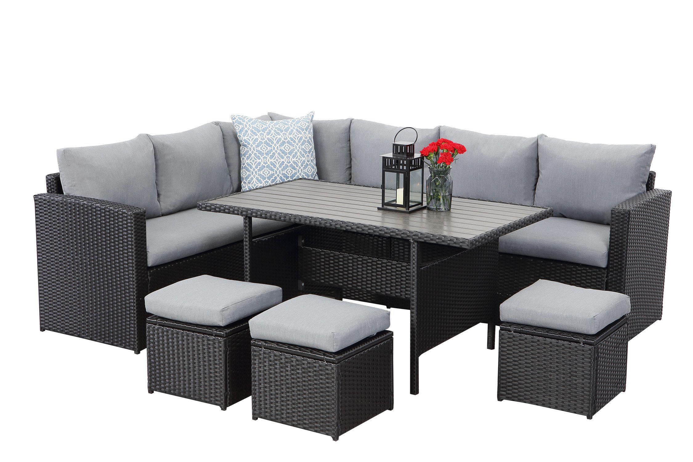 MeXo Gartenlounge-Set Polyrattan Ecklounge Gartenmöbel Set günstig online kaufen