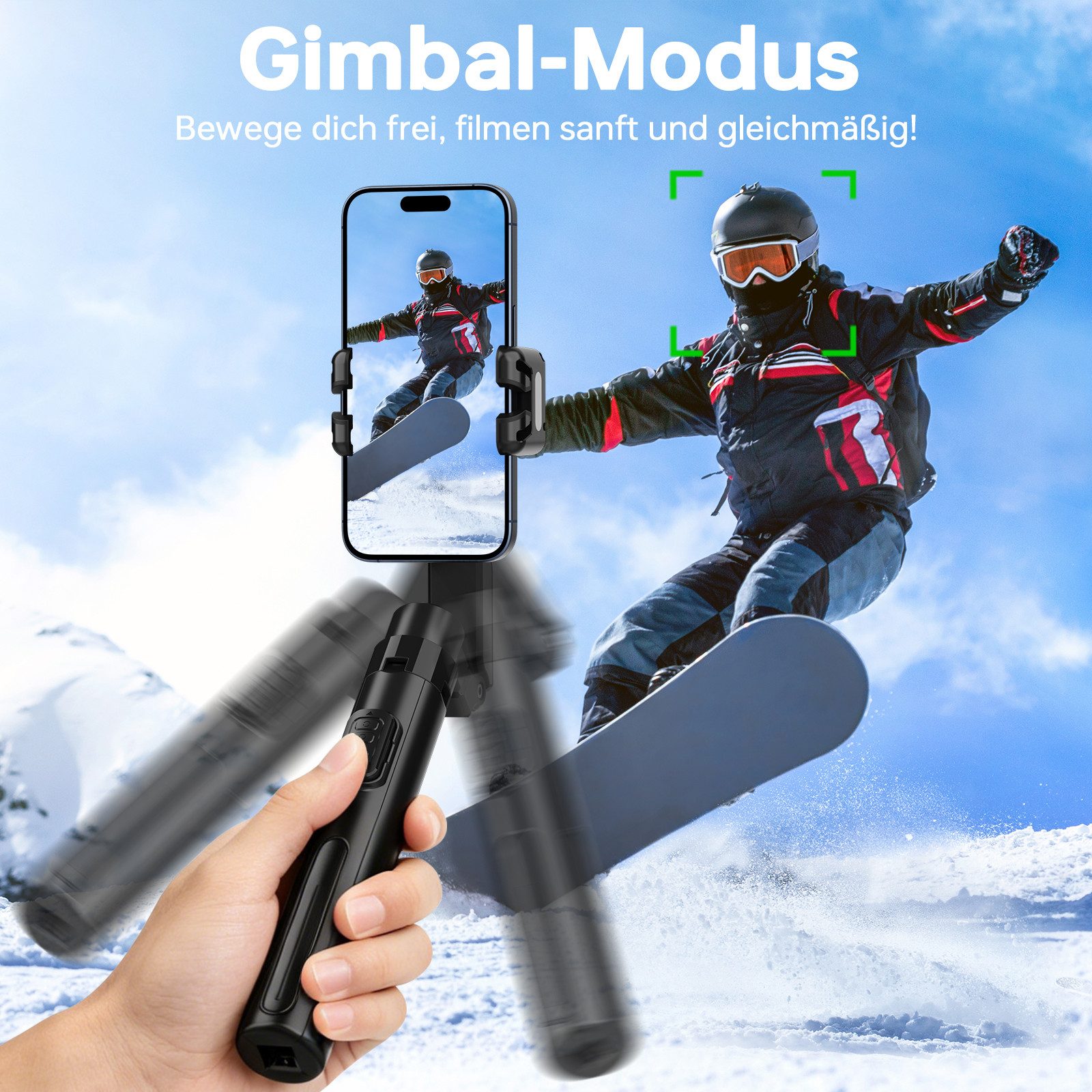DESUO Selfie-Stick Handy Stative mit AI Tracking 360° Automatischer Gesichtsverfolgung, Mit Fernbedienung & Licht, Handyhalterung Gimbal für Vlog/Live-Stream