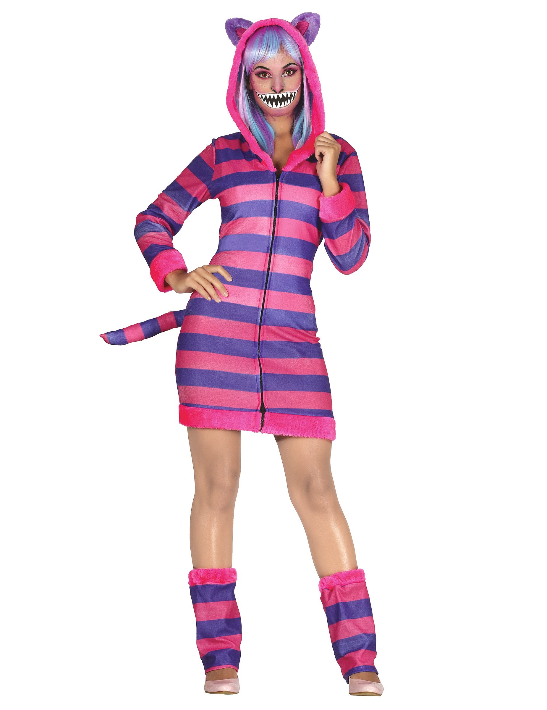 Fiestas Guirca Grinsekatze-Kostüm Märchenkostüm für Damen pink-lila
