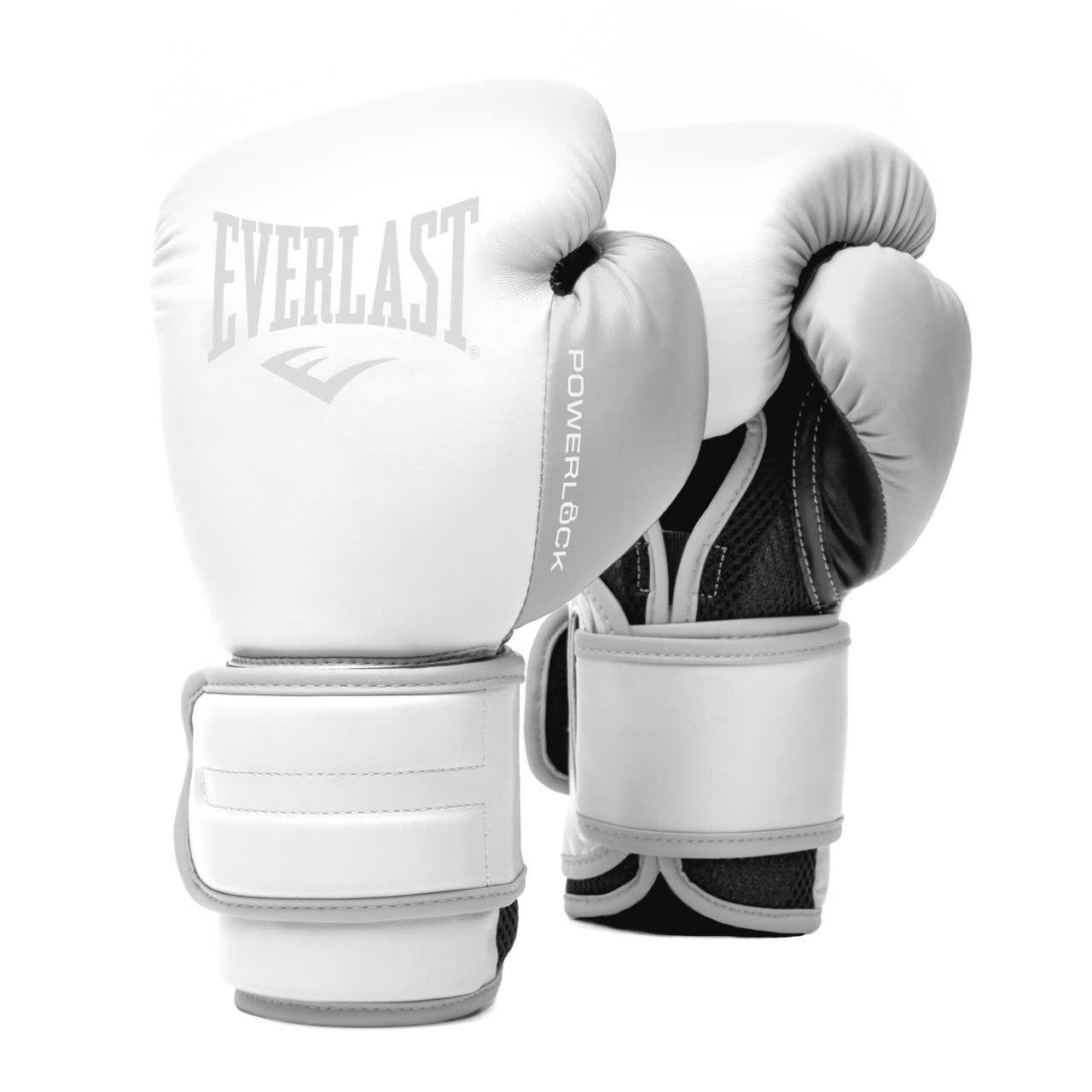 Everlast Boxhandschuhe Powerlock Schwarz/Weiss Profi Leder Training Handschuhe