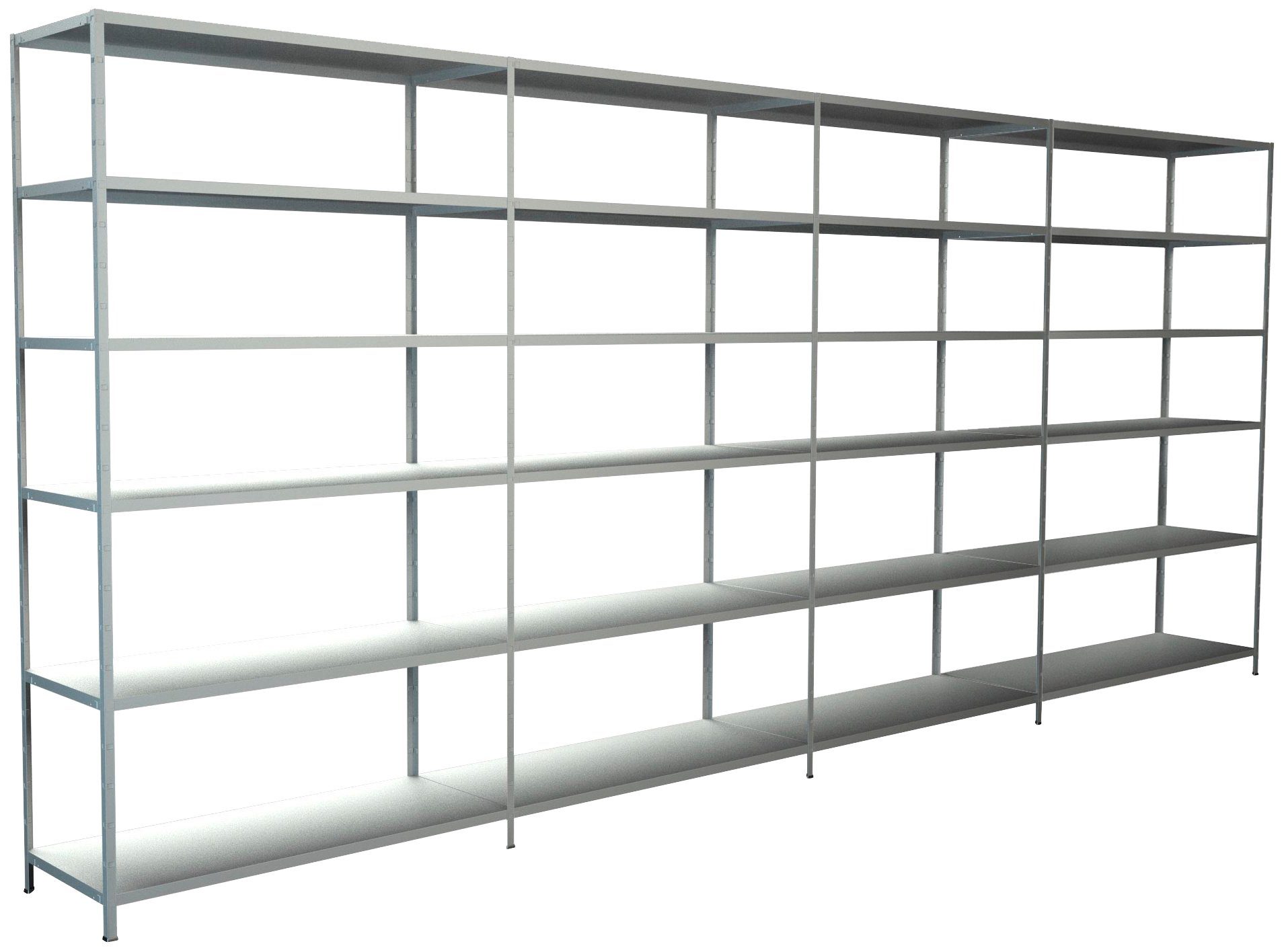 SCHULTE Regalwelt Steckregal Stecksystem Grund- und 3x Anbauregale, Metall  weiß, 2300x4000x350 mm, 24 Böden | Steckregale