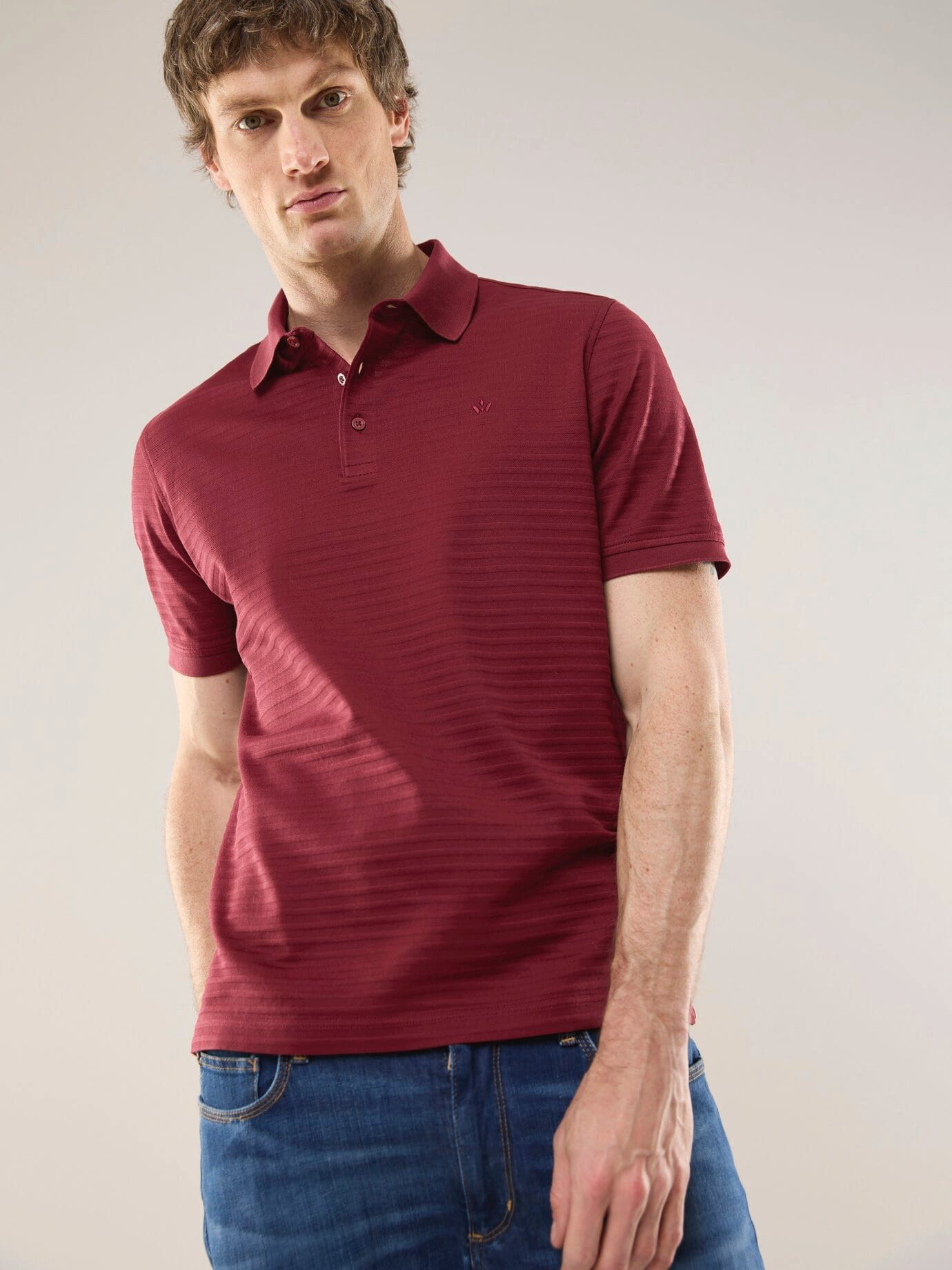Walbusch Poloshirt Herren Strukturiertes Kurzarm Shirt aus Baumwolle Merzerisierte Baumwolle, Jacquard-Streifen, atmungsaktiv, pflegeleicht