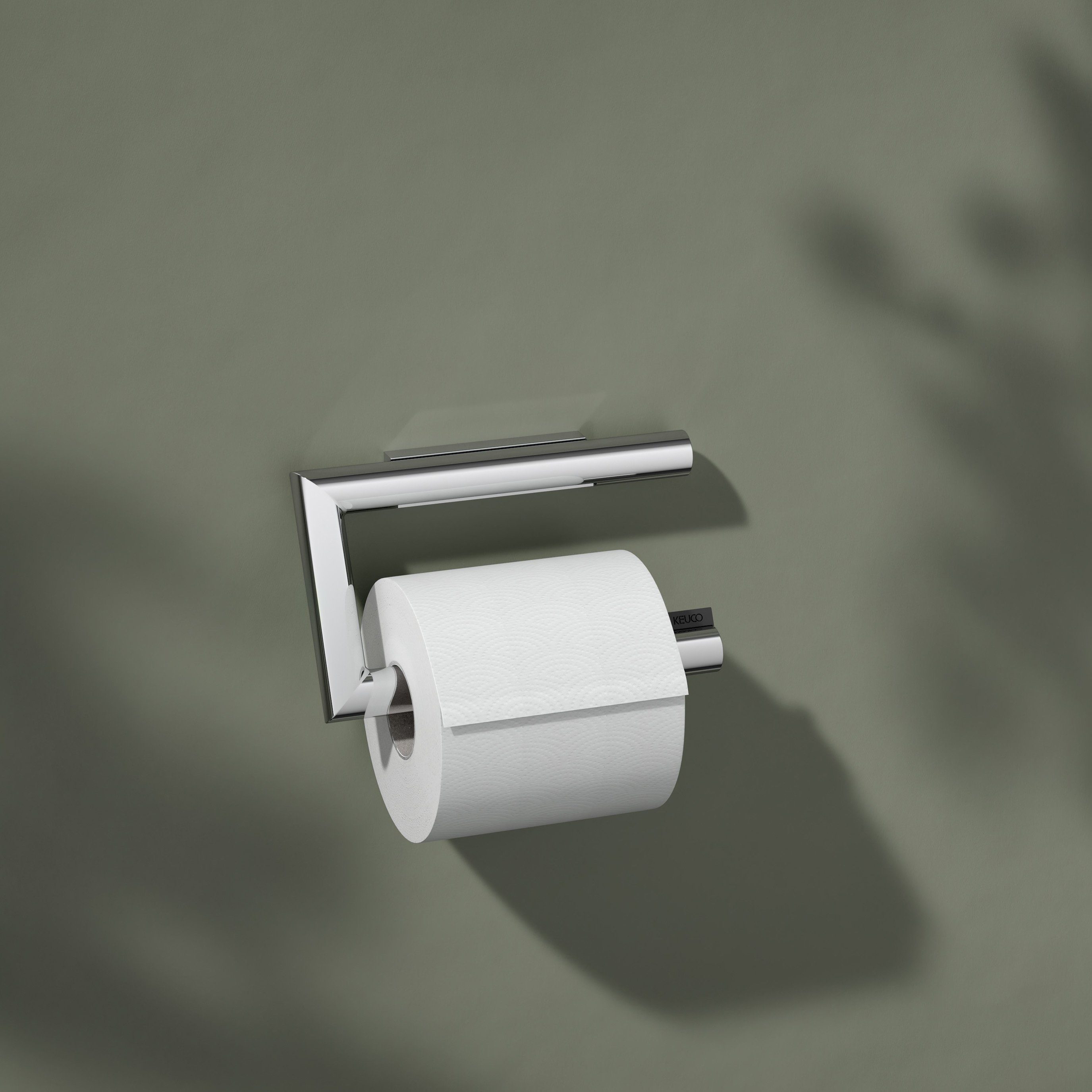 Keuco Toilettenpapierhalter Reva mit offenem Bügel (Vormontiert), schwenkbar, Metall verchromt, Made in Germany, Wandmontage