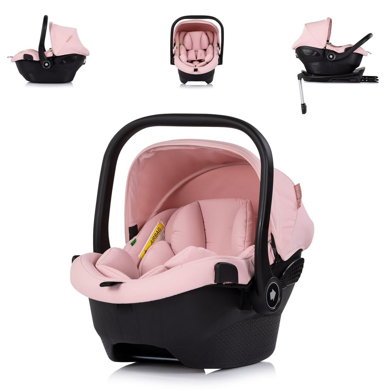 Chipolino Babyschale Perl Set Isofixstation 40-85cm, ab: 0, bis: 1.25, i-Size, Sonnendach, 3-Punkt-Gurt, verstellbare Kopfstütze, Tragegriff