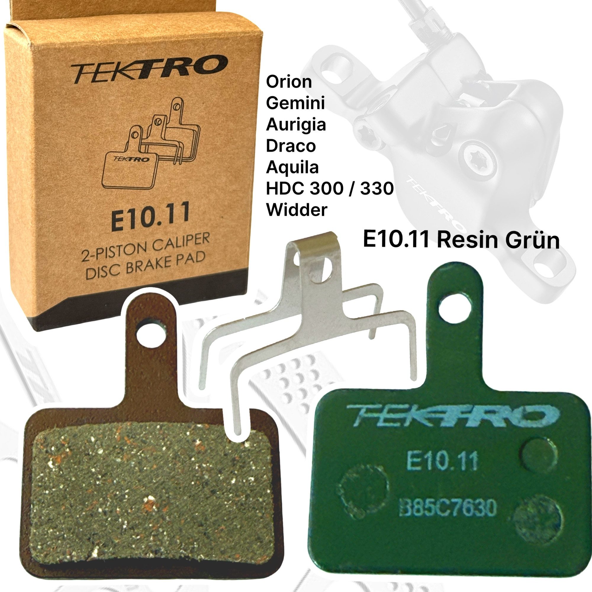 Tektro Scheibenbremse Tektro E10.11 Resin Fahrrad Scheibenbremsbeläge Performance Grün