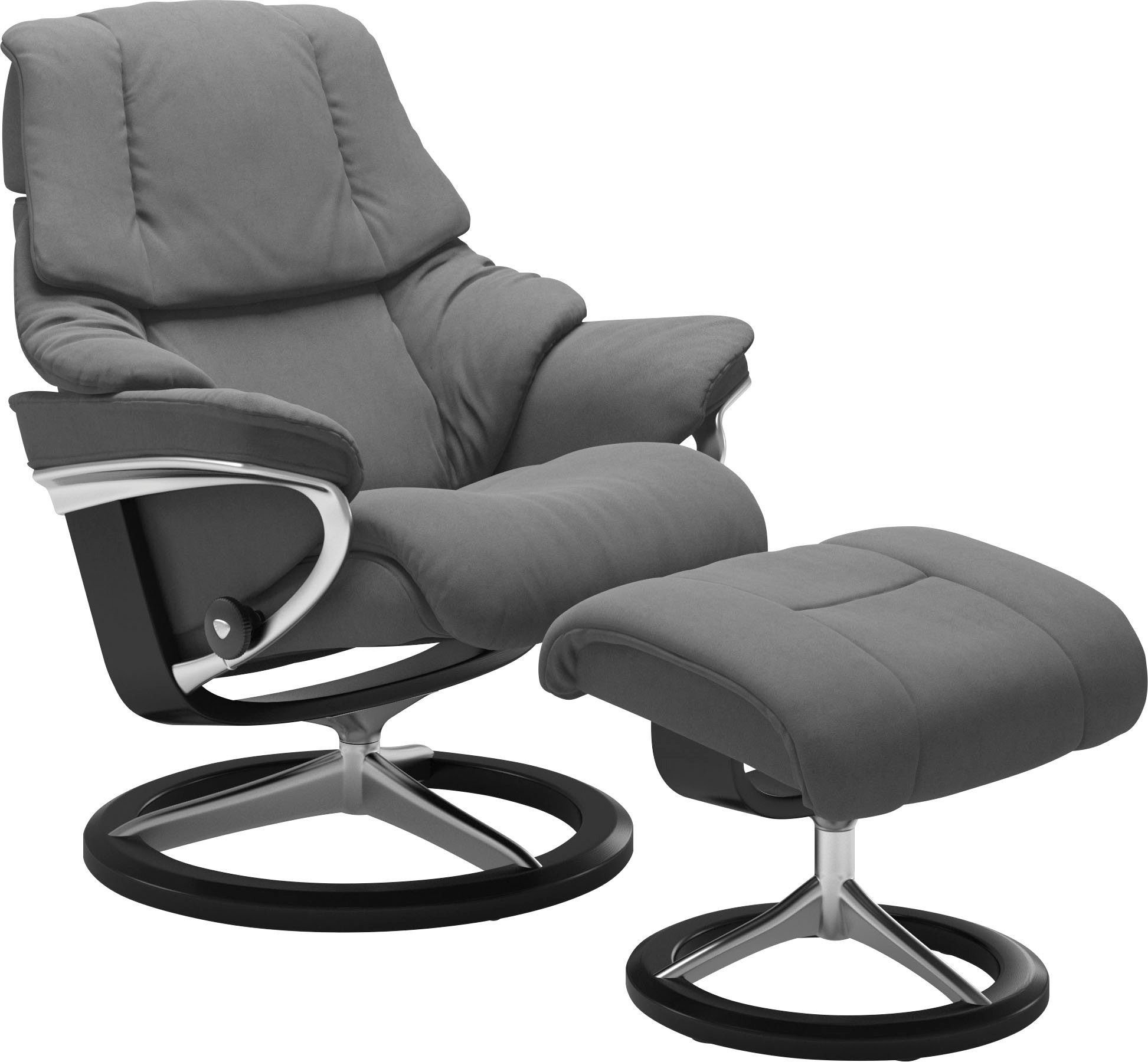 Hocker, Stressless® mit Relaxsessel Relaxsessel (Set, Base, Signature mit Hocker), mit L, & S, M Schwarz Gestell Reno Größe